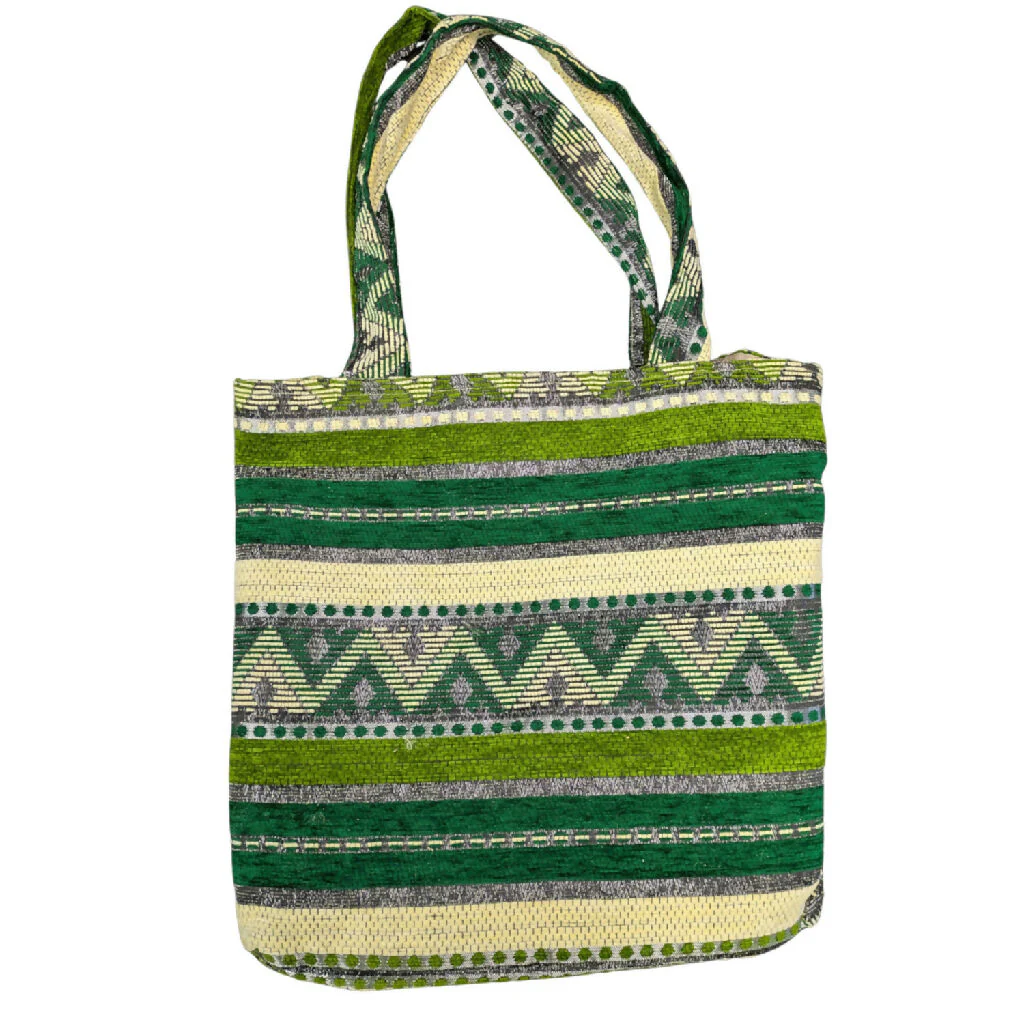 The Nador Large Expandable Fabric Tote in Green - Image 2