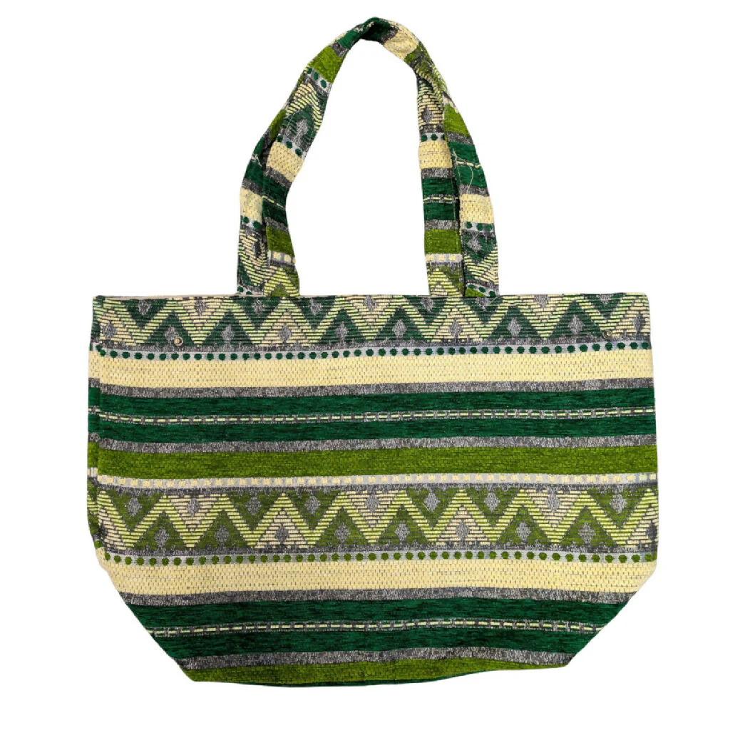 The Nador Large Expandable Fabric Tote in Green - Image 3