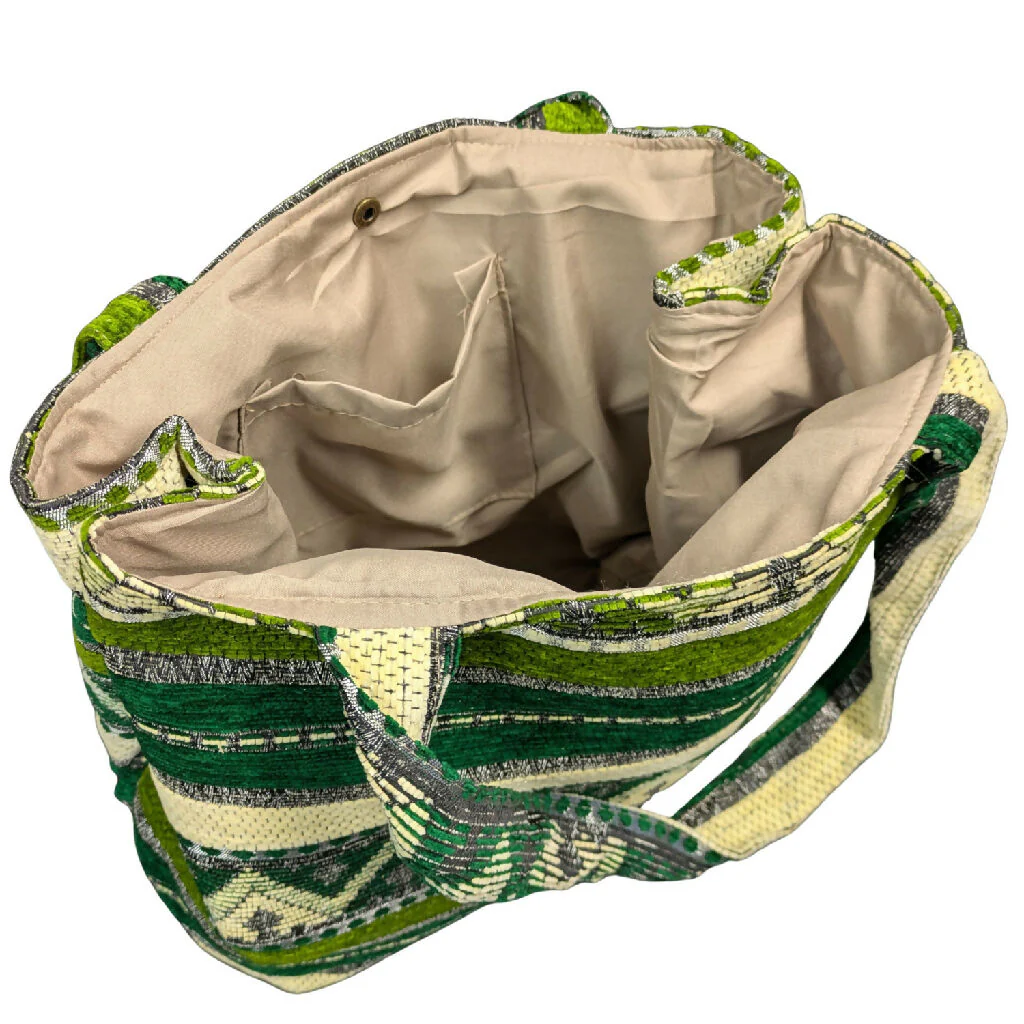 The Nador Large Expandable Fabric Tote in Green - Image 4