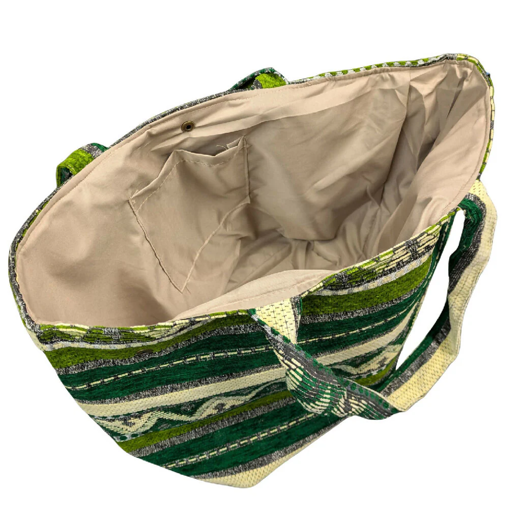 The Nador Large Expandable Fabric Tote in Green - Image 5