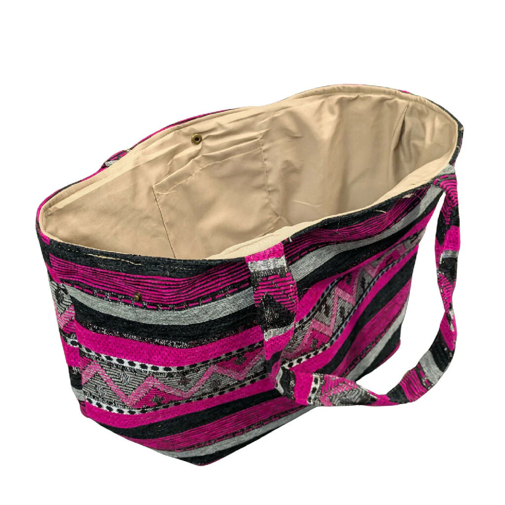 The Nador Large Expandable Fabric Tote in Pink - Image 3
