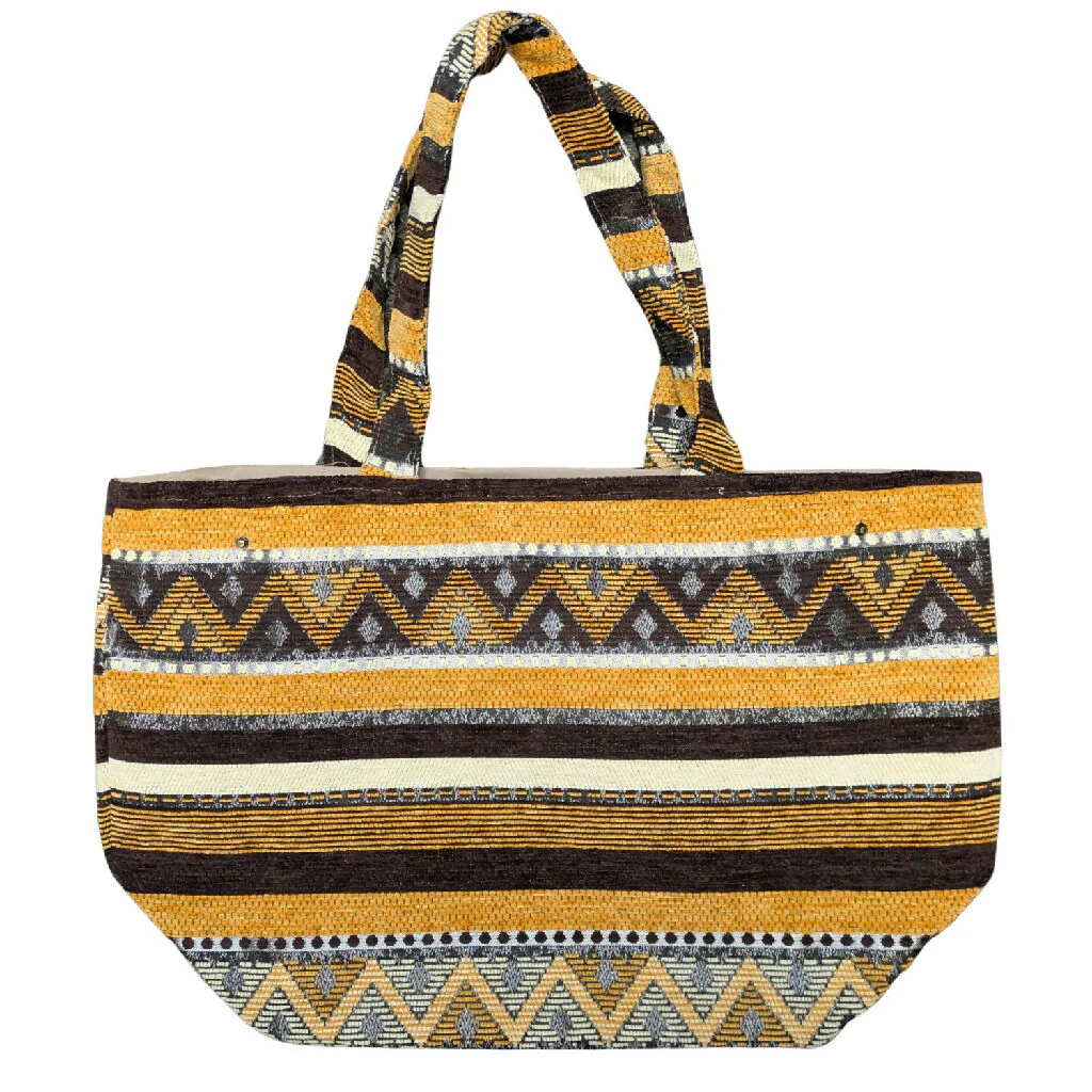 The Nador Large Expandable Fabric Tote in Yellow - Image 2