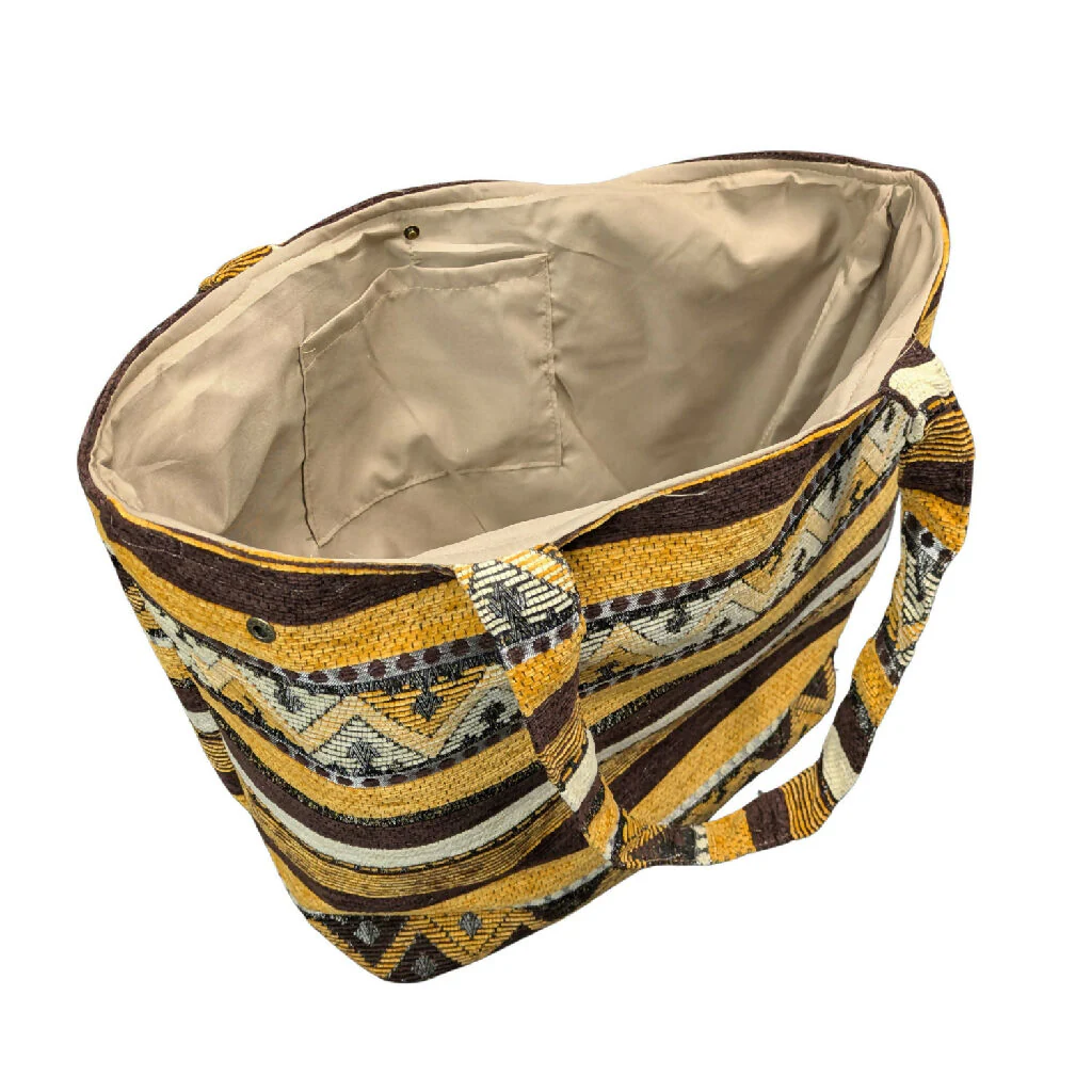 The Nador Large Expandable Fabric Tote in Yellow - Image 3