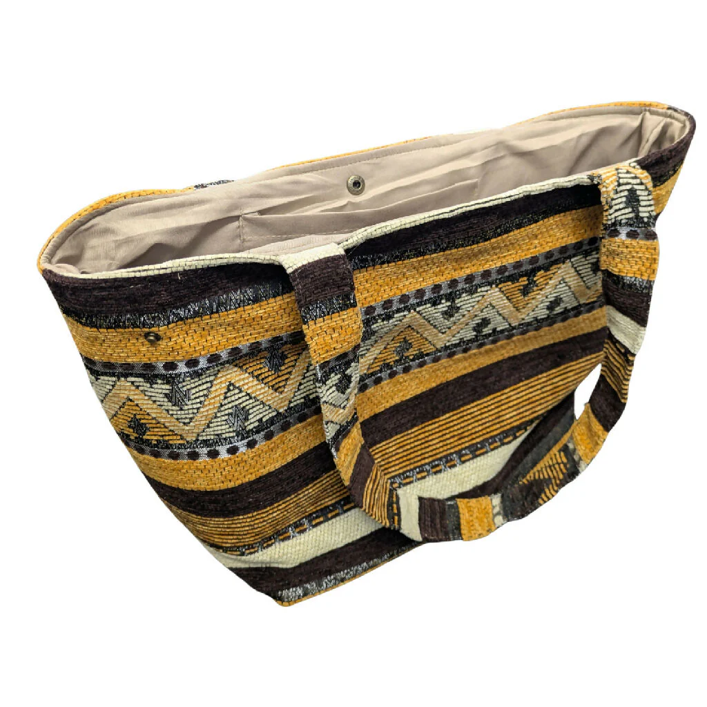 The Nador Small Expandable Fabric Tote in Yellow - Image 2