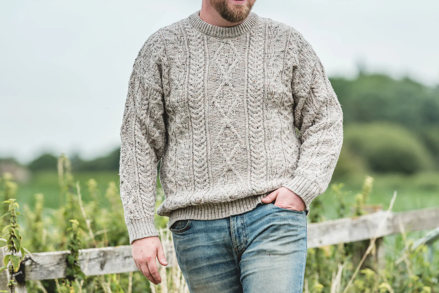 The Pylle - Aran Jumper - Natural Mix - Image 6
