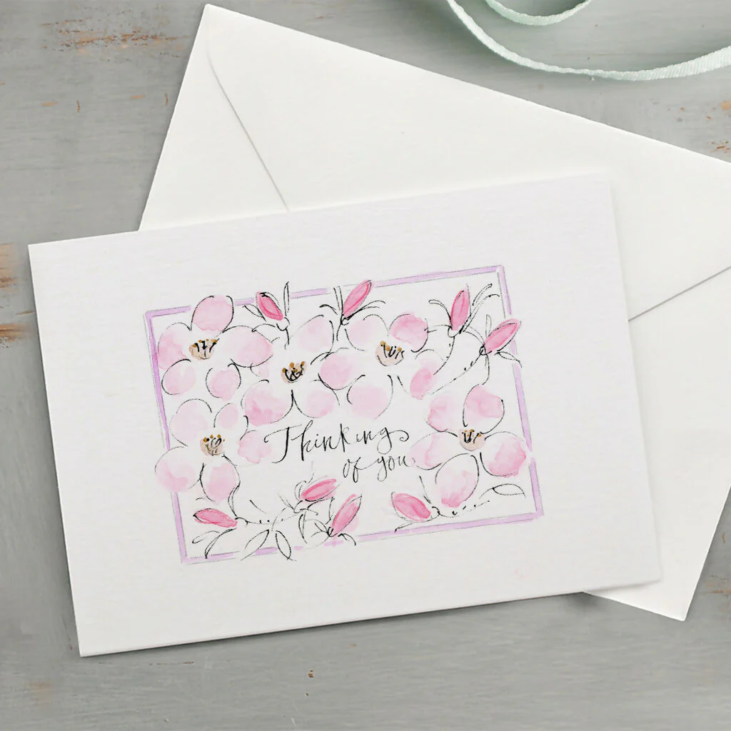 'Thinking Of You' Hand Painted Printed Keepsake Card