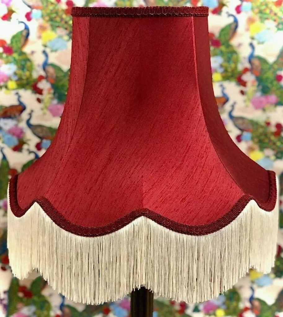 Traditional burgundy red fabric lampshades - Available in 8 sizes - Image 8