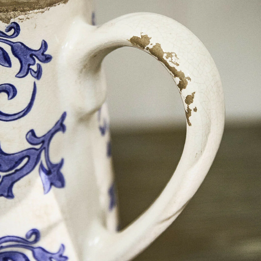 Traditional Solene Blue Botanical Pitcher Jug Decorative Flower Pot Planter - Image 6