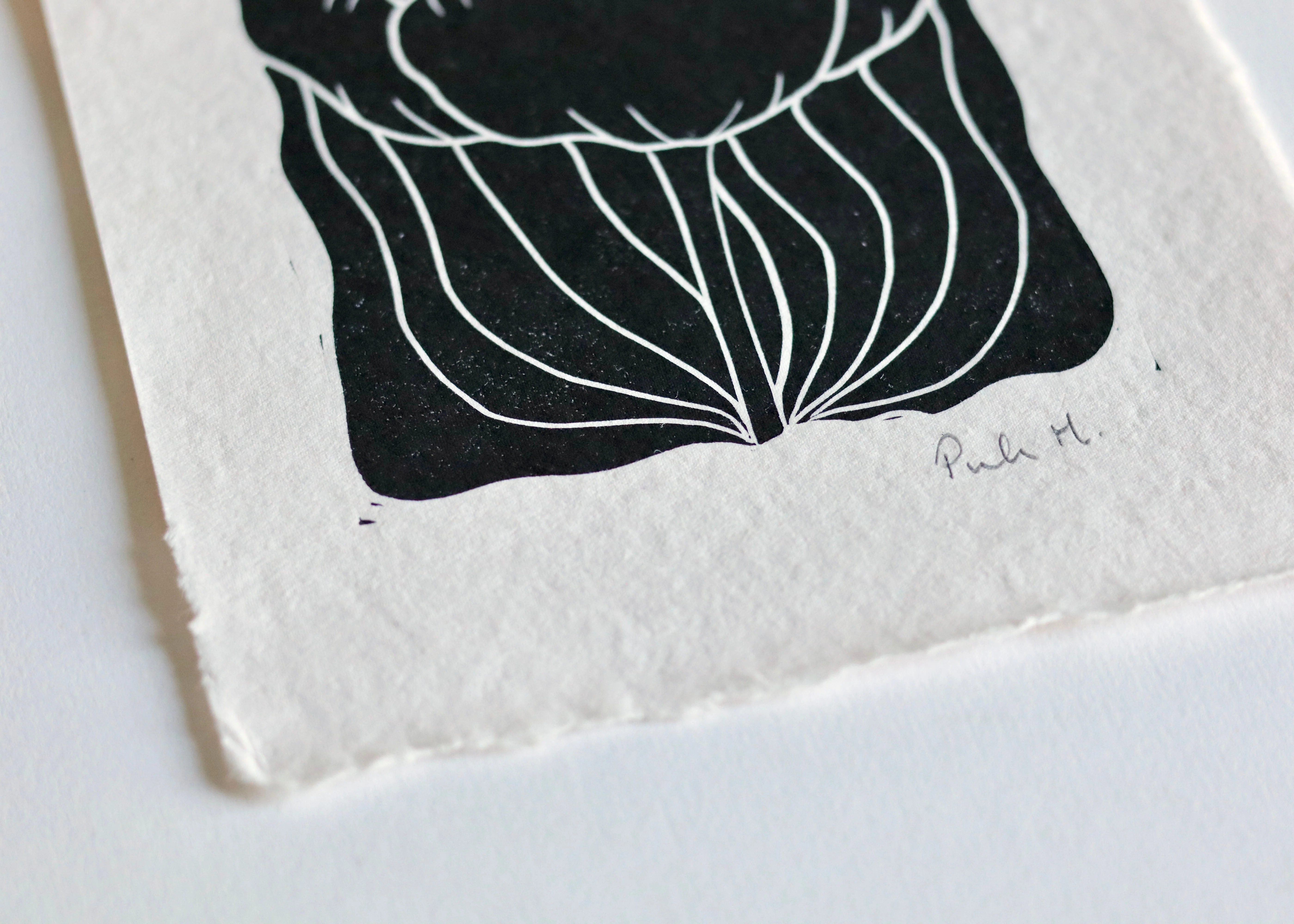 Tulip in Bloom Linocut Print | Handprinted A5 Art Print on Cotton Rag Paper - Image 5