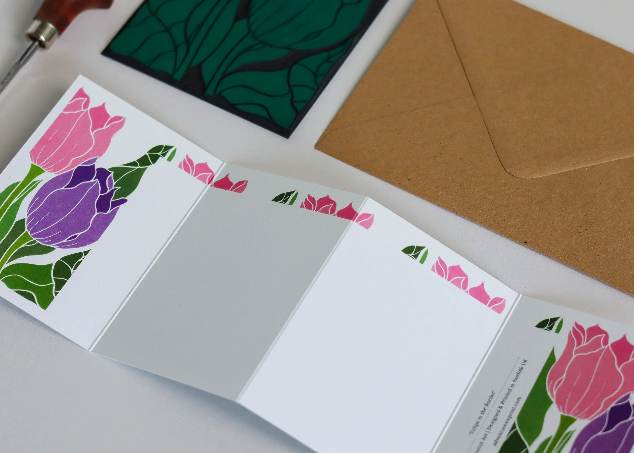 Tulips in the Border Garland Card | Single Card & Envelope - Image 5