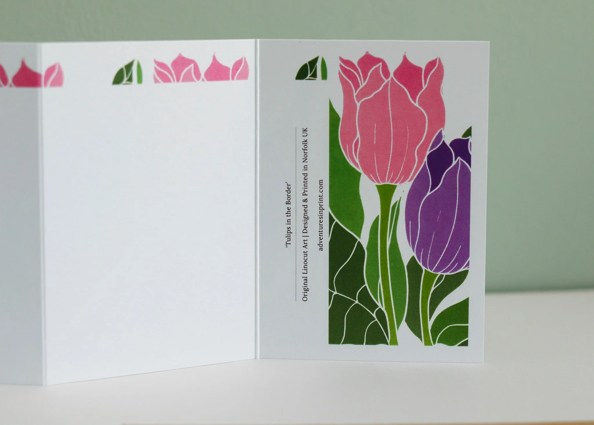 Tulips in the Border Garland Card | Single Card & Envelope - Image 8