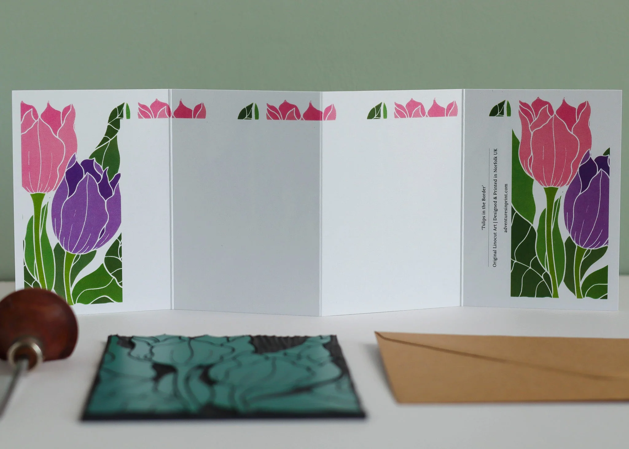 Tulips in the Border Garland Card | Single Card & Envelope - Image 9