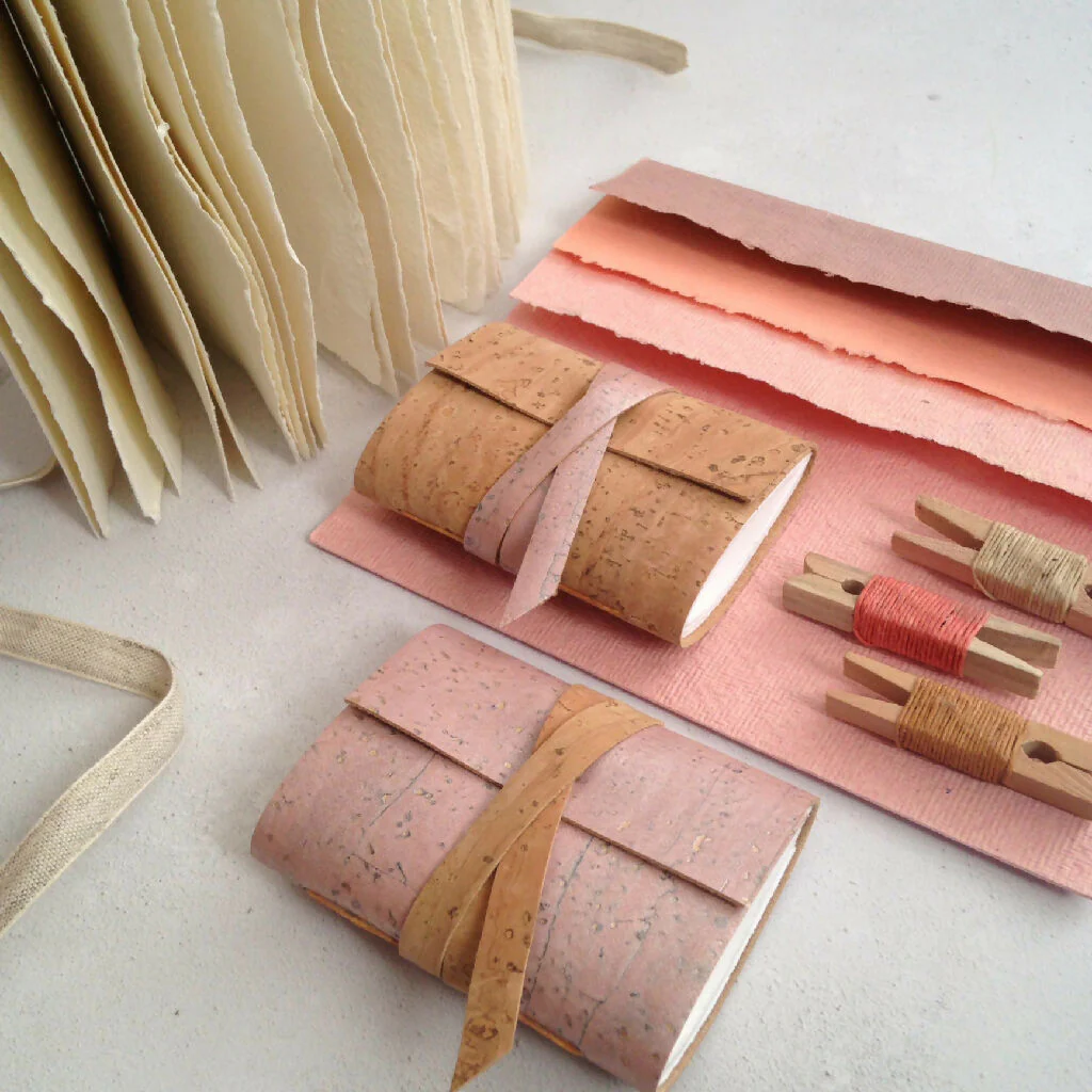 Vegan Cork Mini Notebook in Natural and Rose Gold - Image 3