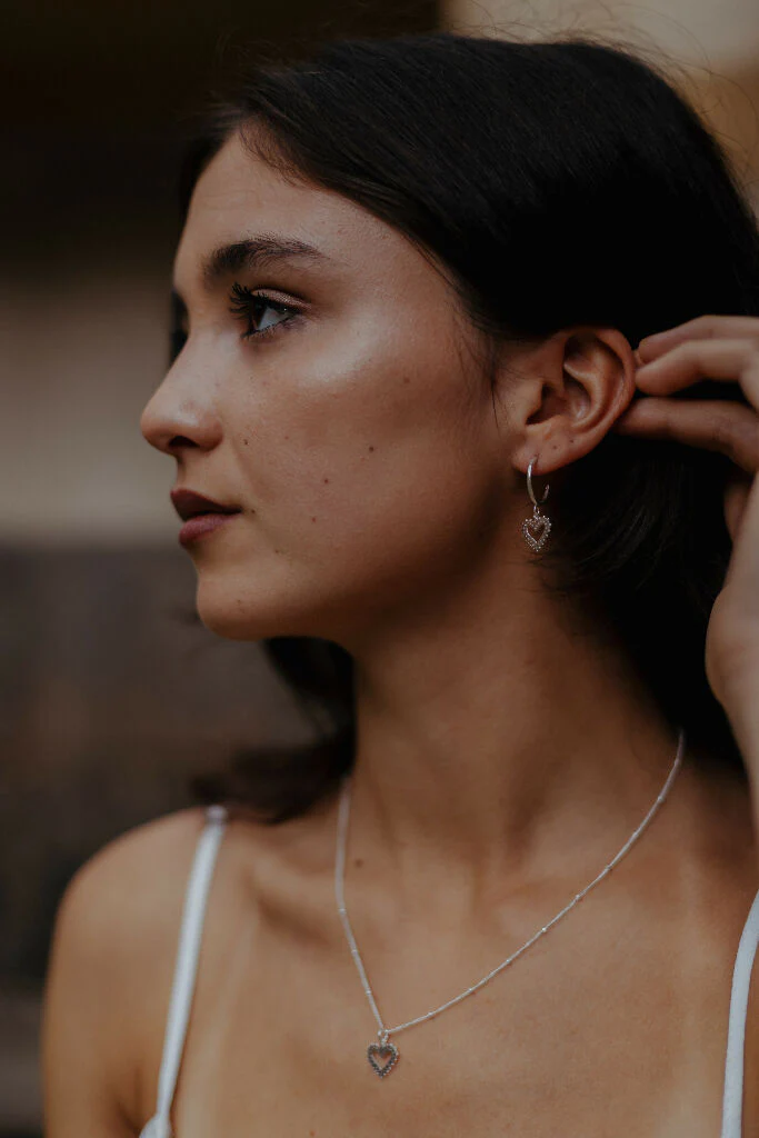 Venus Heart hoop earrings, Silver - Image 3