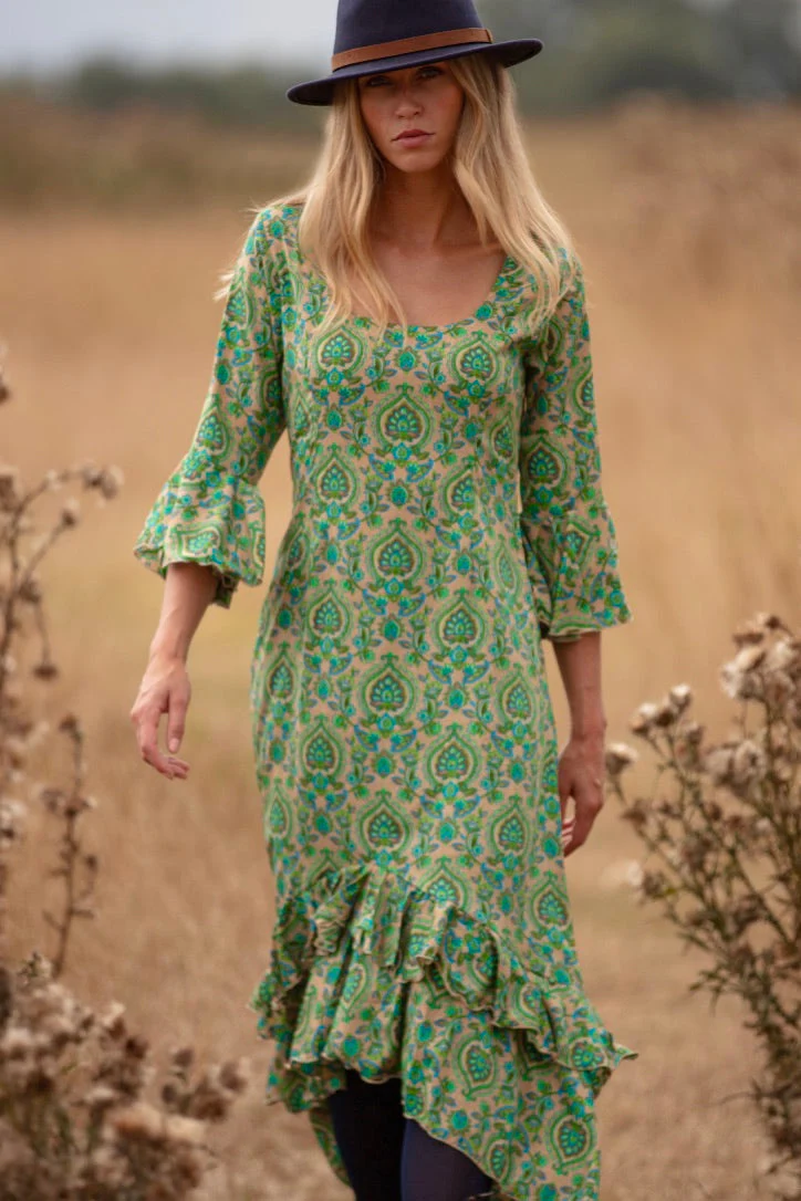 Victoria Midi Dress Green Teardrop - Image 2