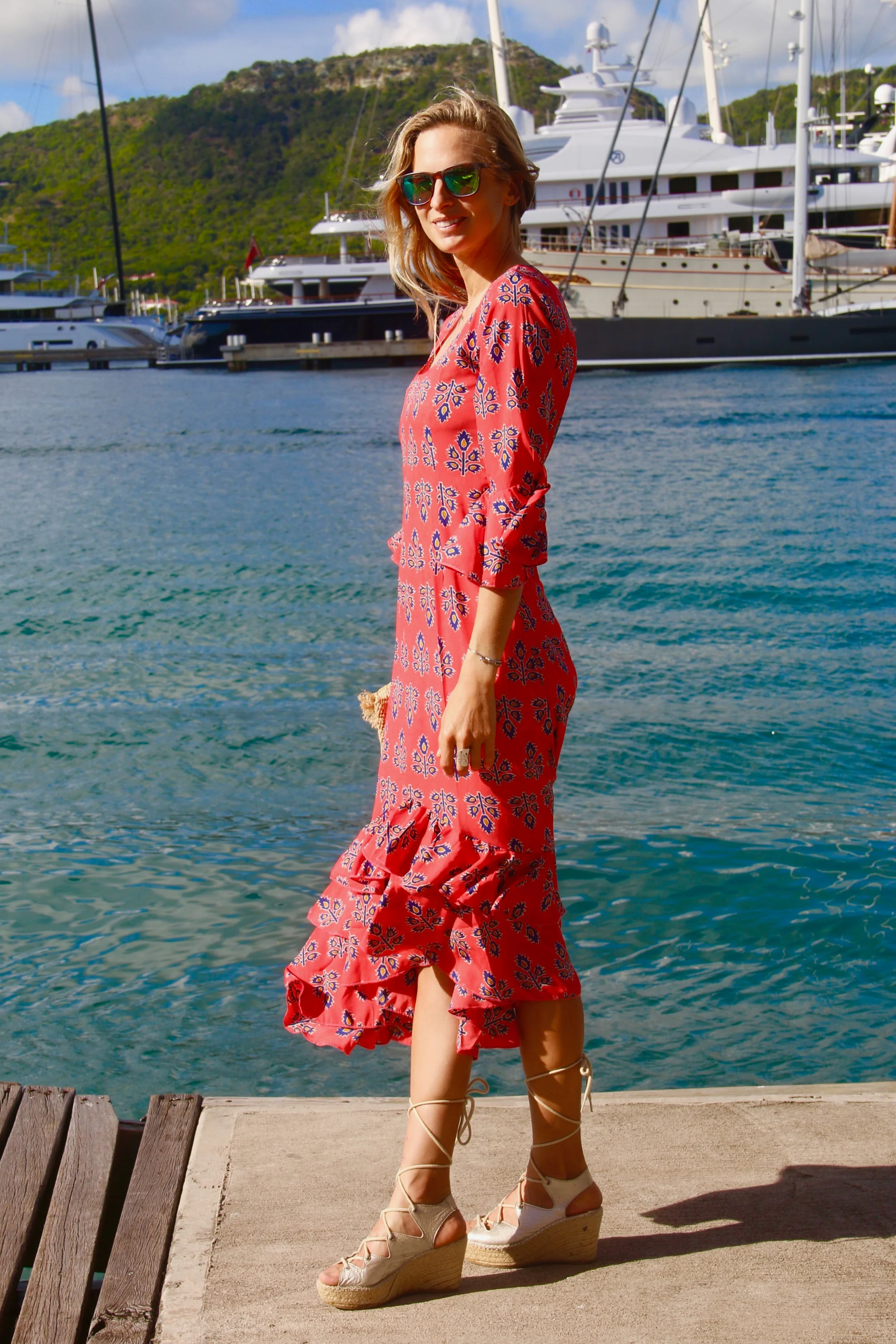 Victoria Midi Dress in Orange Thistle - Image 3