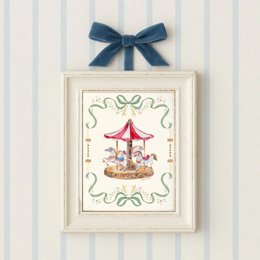 Vintage Carousel Illustration Merry-go-round Artwork
