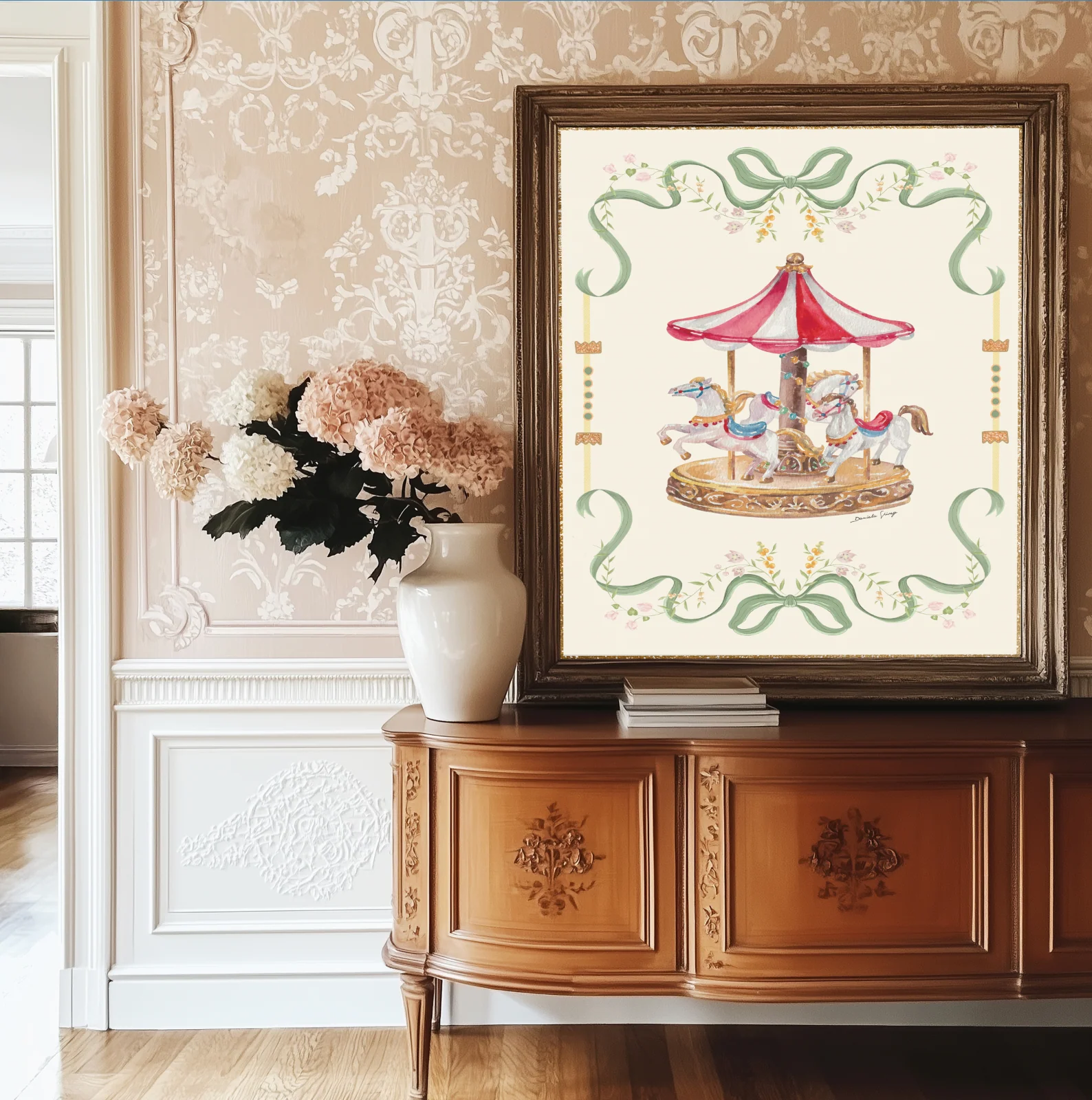 Vintage Carousel Illustration Merry-go-round Artwork - Image 6