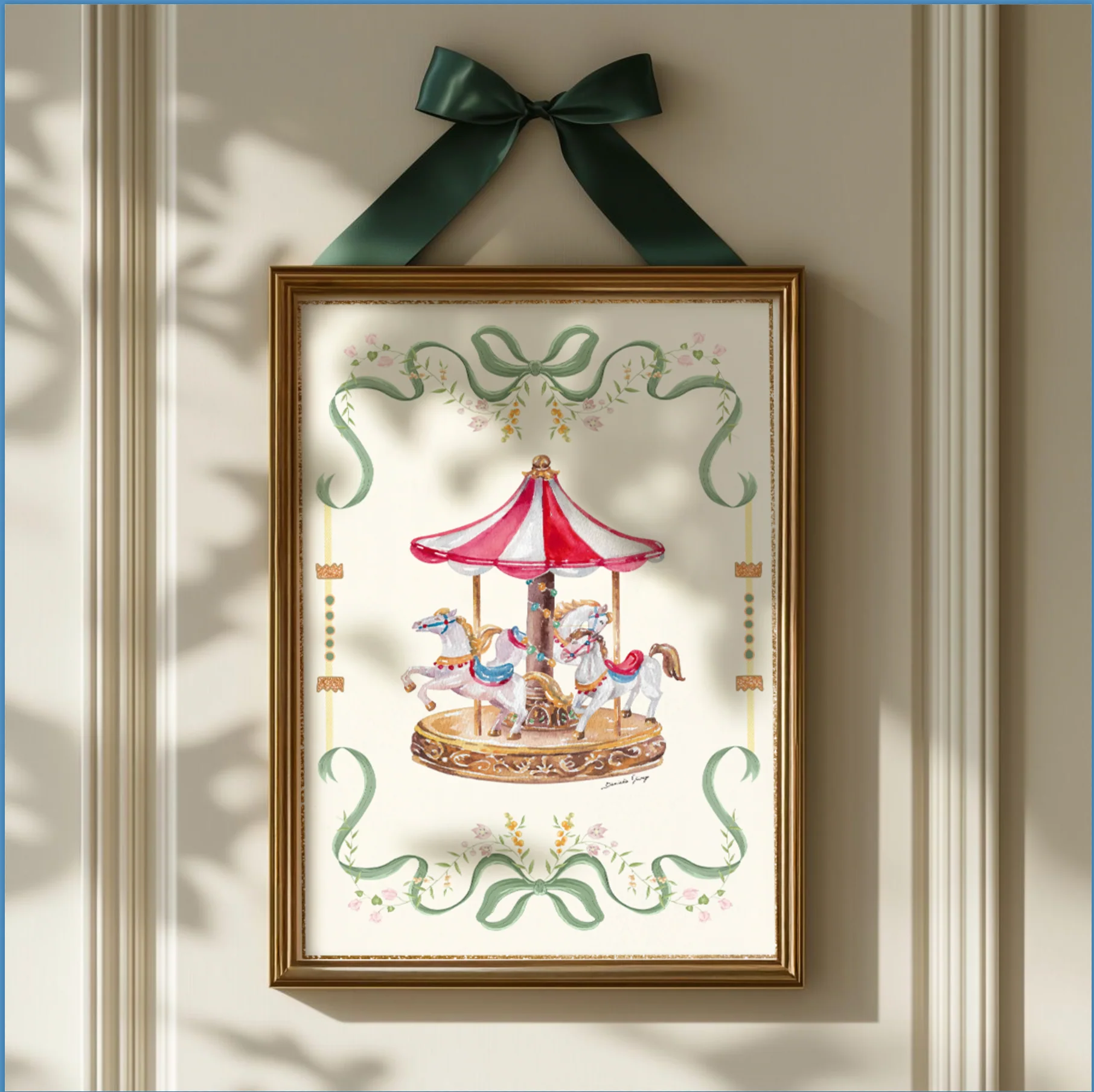Vintage Carousel Illustration Merry-go-round Artwork - Image 7