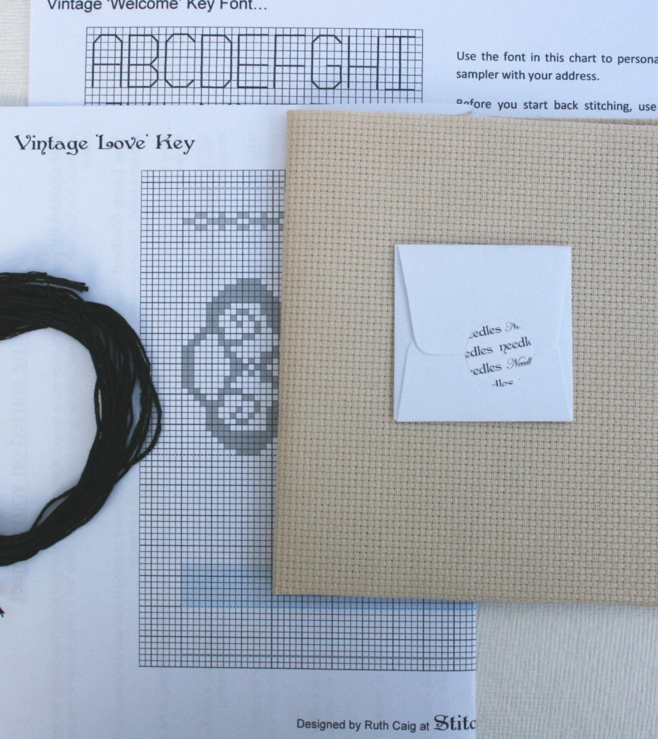 Vintage 'Love' Key Cross Stitch Kit - Image 2