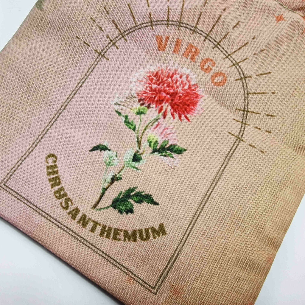 Virgo Chrysanthemum Birth Flower Gift Pouch in Rose Gold - Image 6