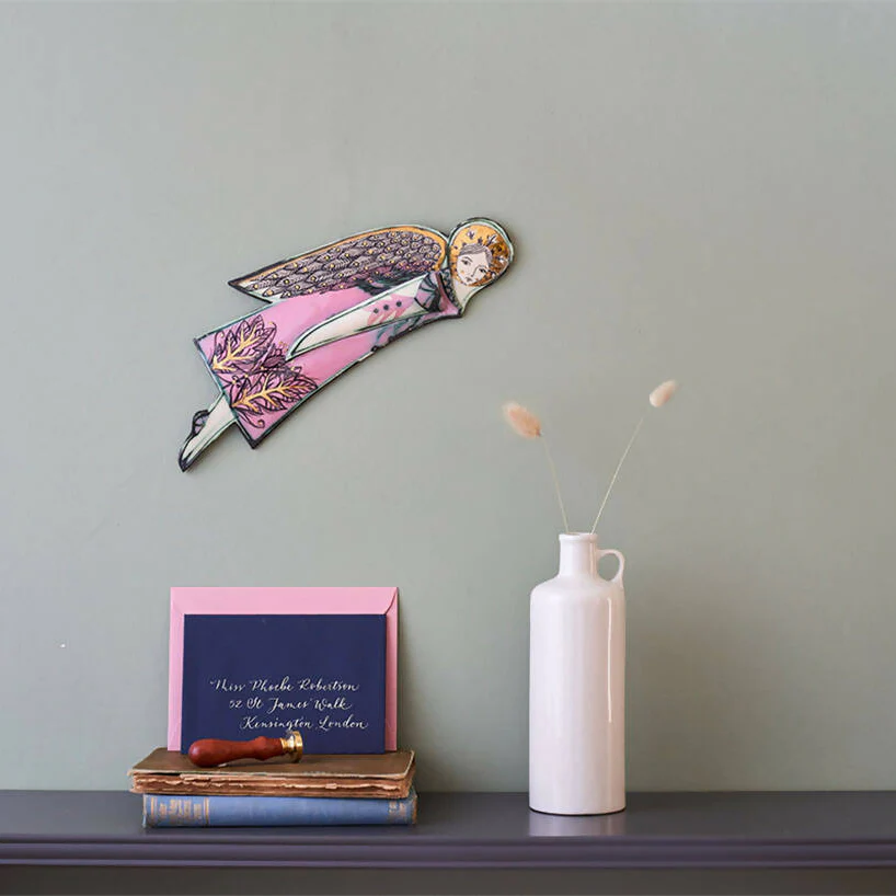 Wall Hung Ceramic Angel, Left Hand Side