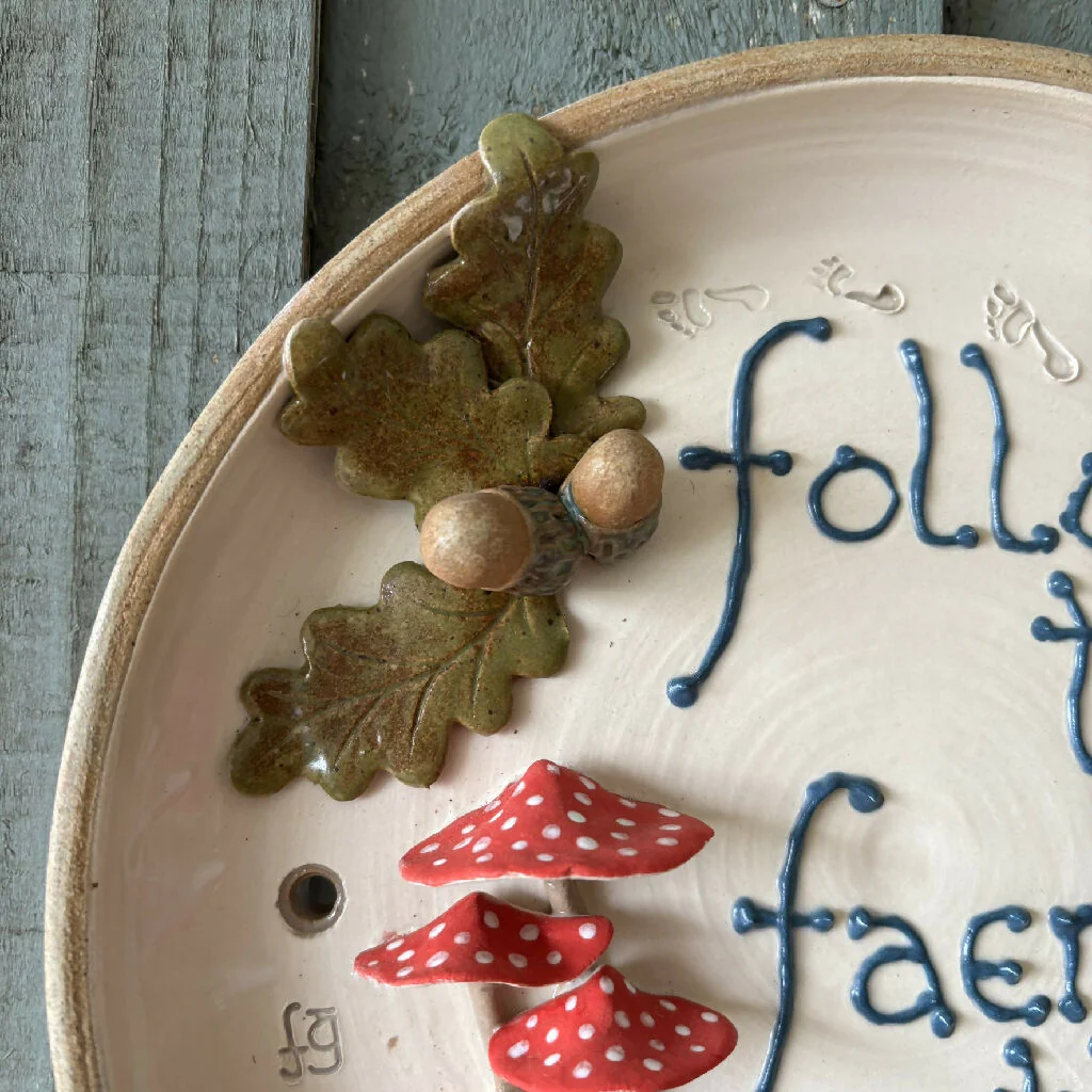 Wall plaque 'follow the faerie path' hand thrown stoneware pottery - Image 4