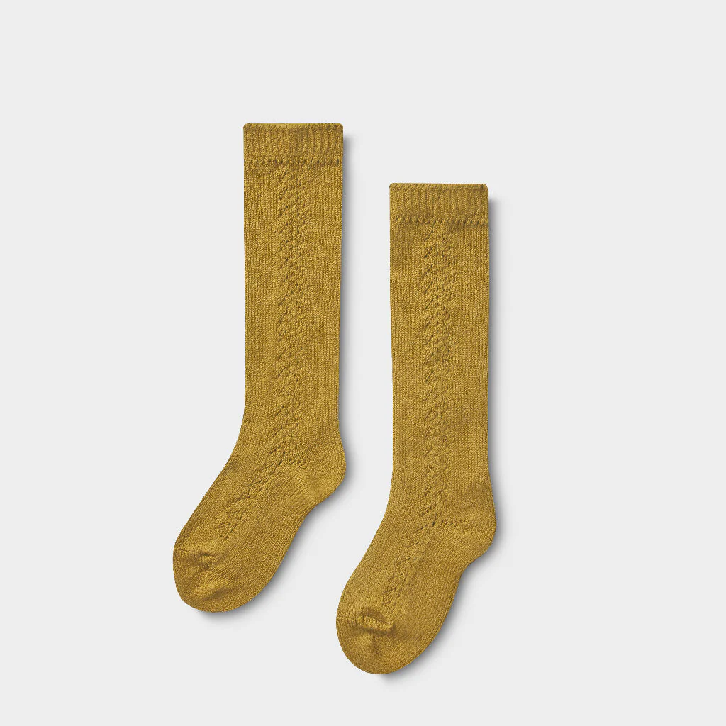 Warm Cotton Knee Socks with Side Openwork - Image 3