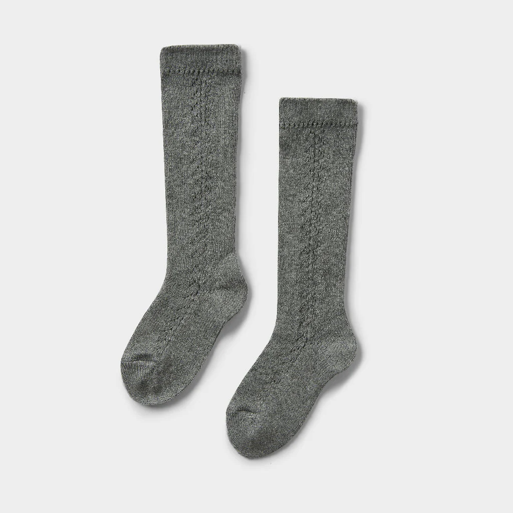 Warm Cotton Knee Socks with Side Openwork - Image 4