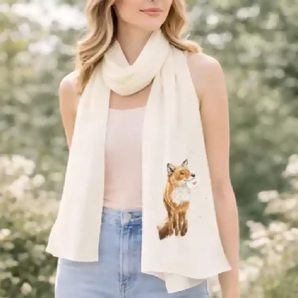 Watercolour Fox Chiffon Women's Scarf, British Wildlife Gift for Mum - Image 2