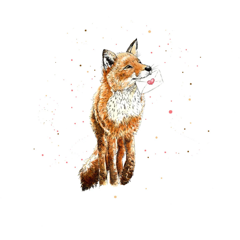 Watercolour Fox Love Card – Wildlife Greeting Card - Image 3