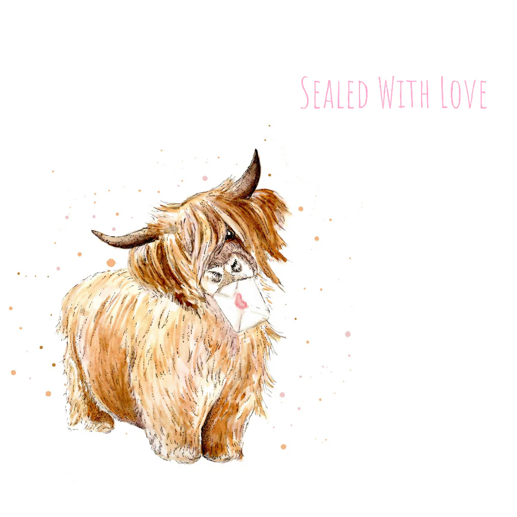 Watercolour Highland Cow Love Card – Wildlife Greeting Card - Image 4