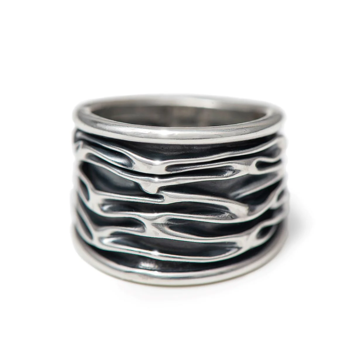 Wavy Oxidised Sterling Silver Ring - Image 2