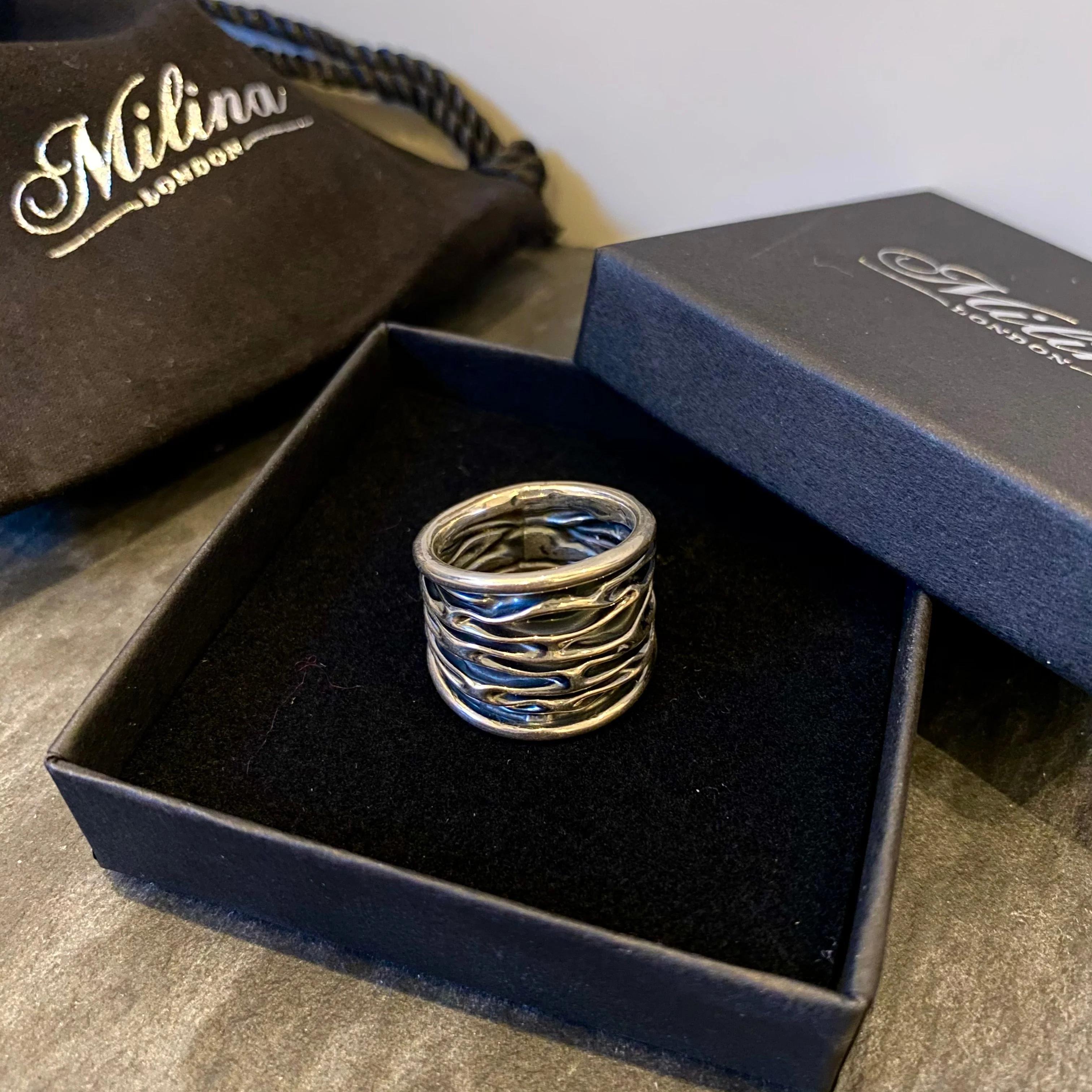 Wavy Oxidised Sterling Silver Ring - Image 5