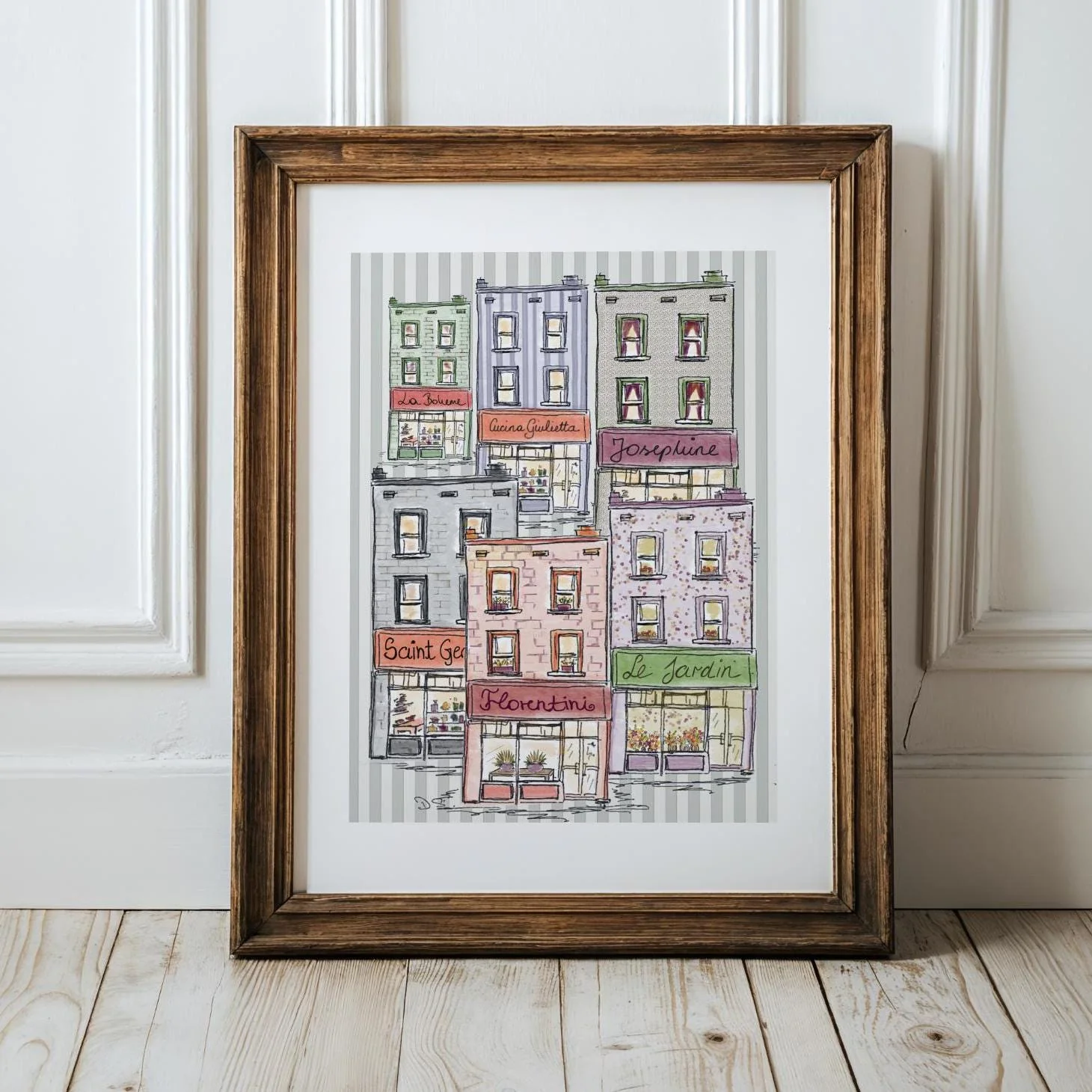Whimsical Artwork Paris Line Drawing Shop Illustration - Image 2