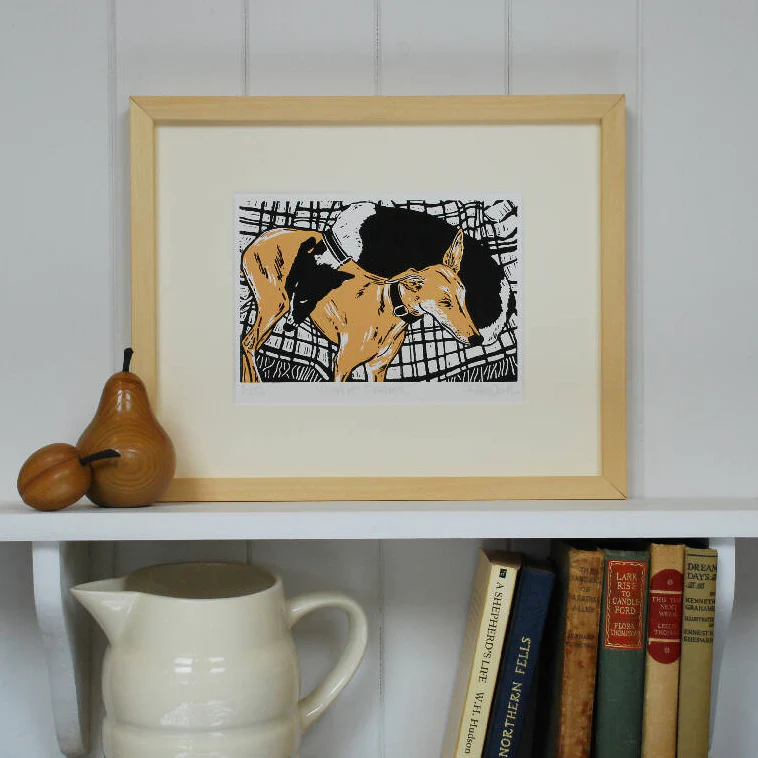 'Whippet Dreams' Collection - Limited Edition - Personalised Original Linocut Print - Image 3