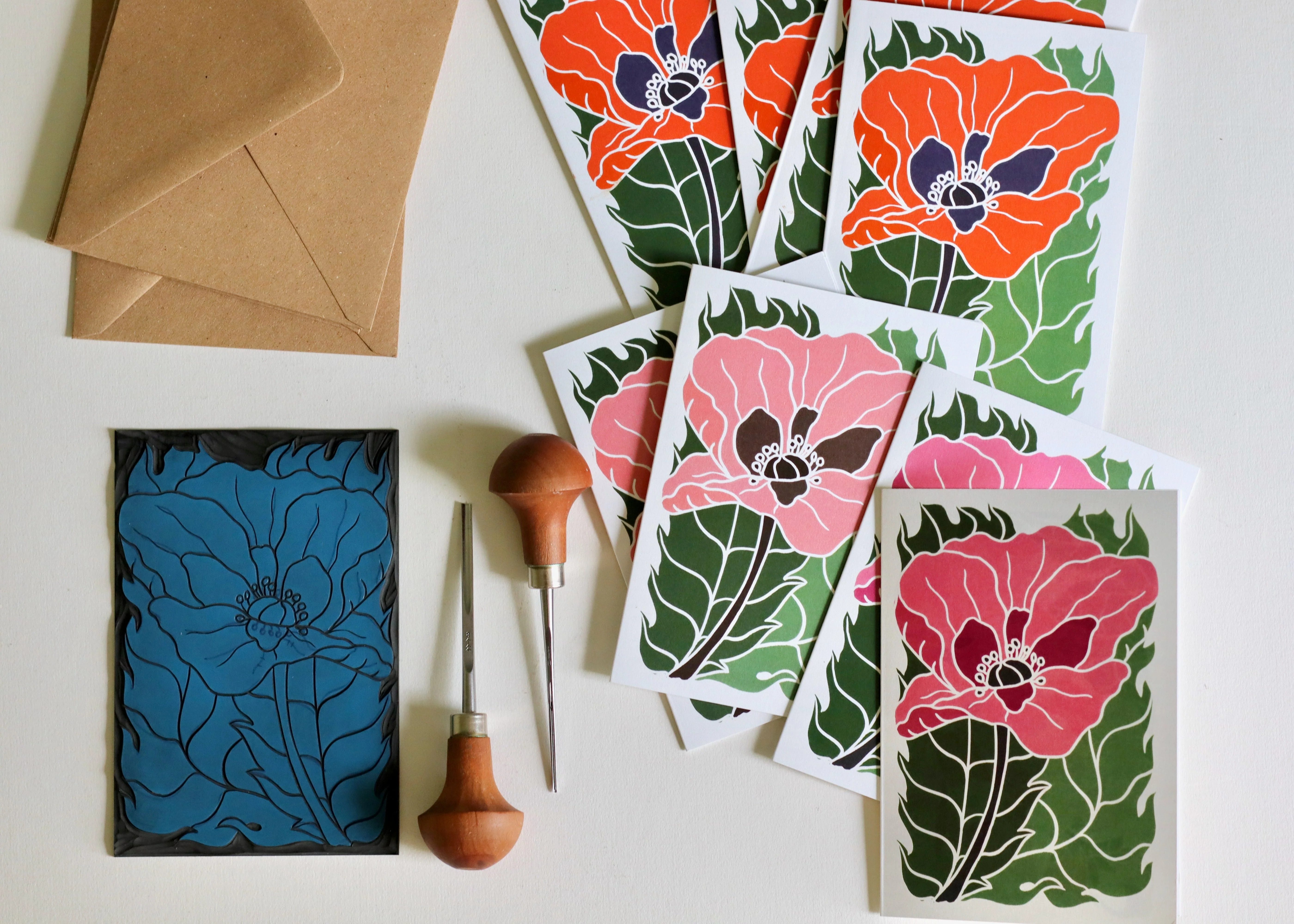 Wild Poppies in Pink Notecards | Set of 8 Notecards & Envelopes