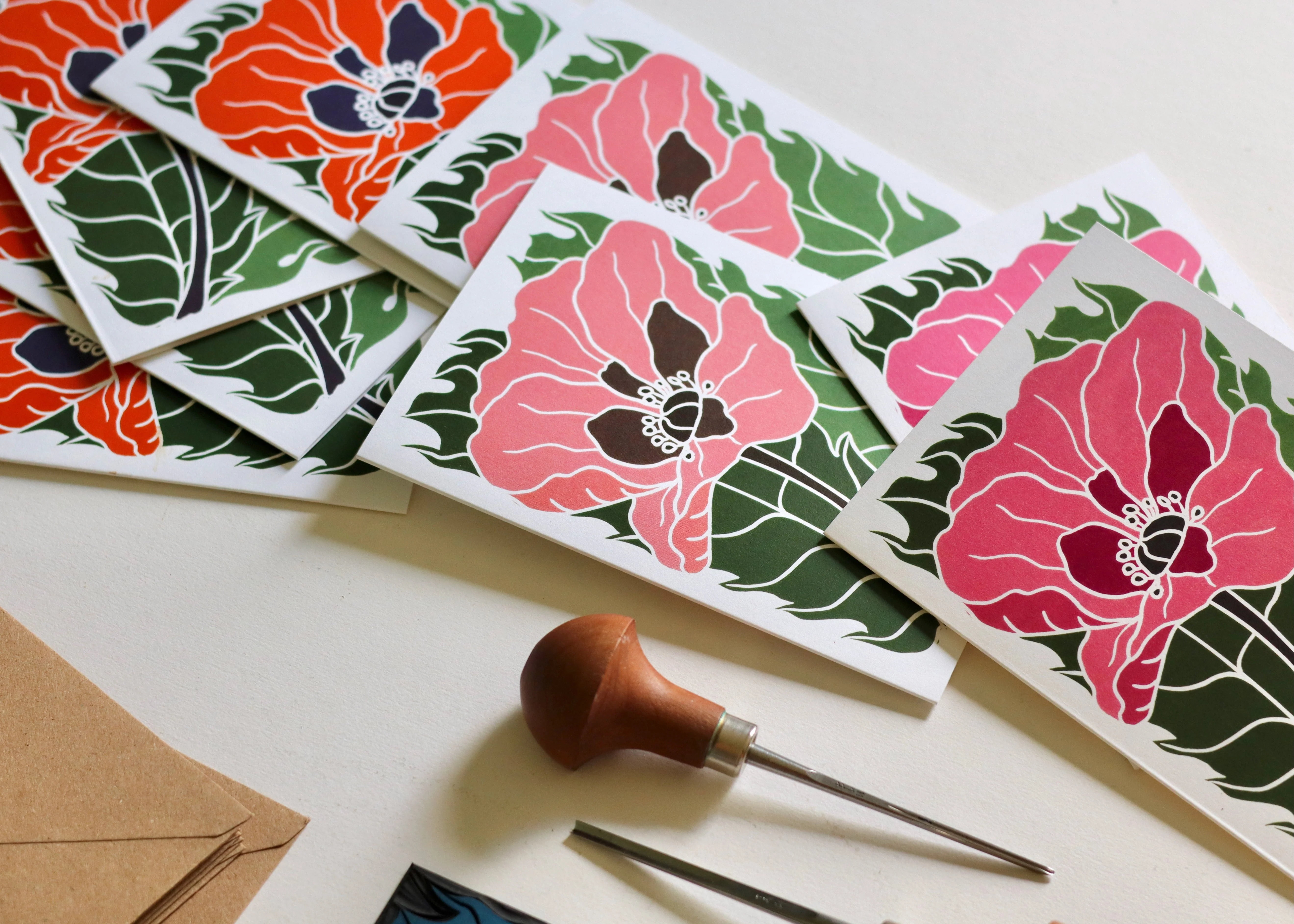 Wild Poppies in Pink Notecards | Set of 8 Notecards & Envelopes - Image 2