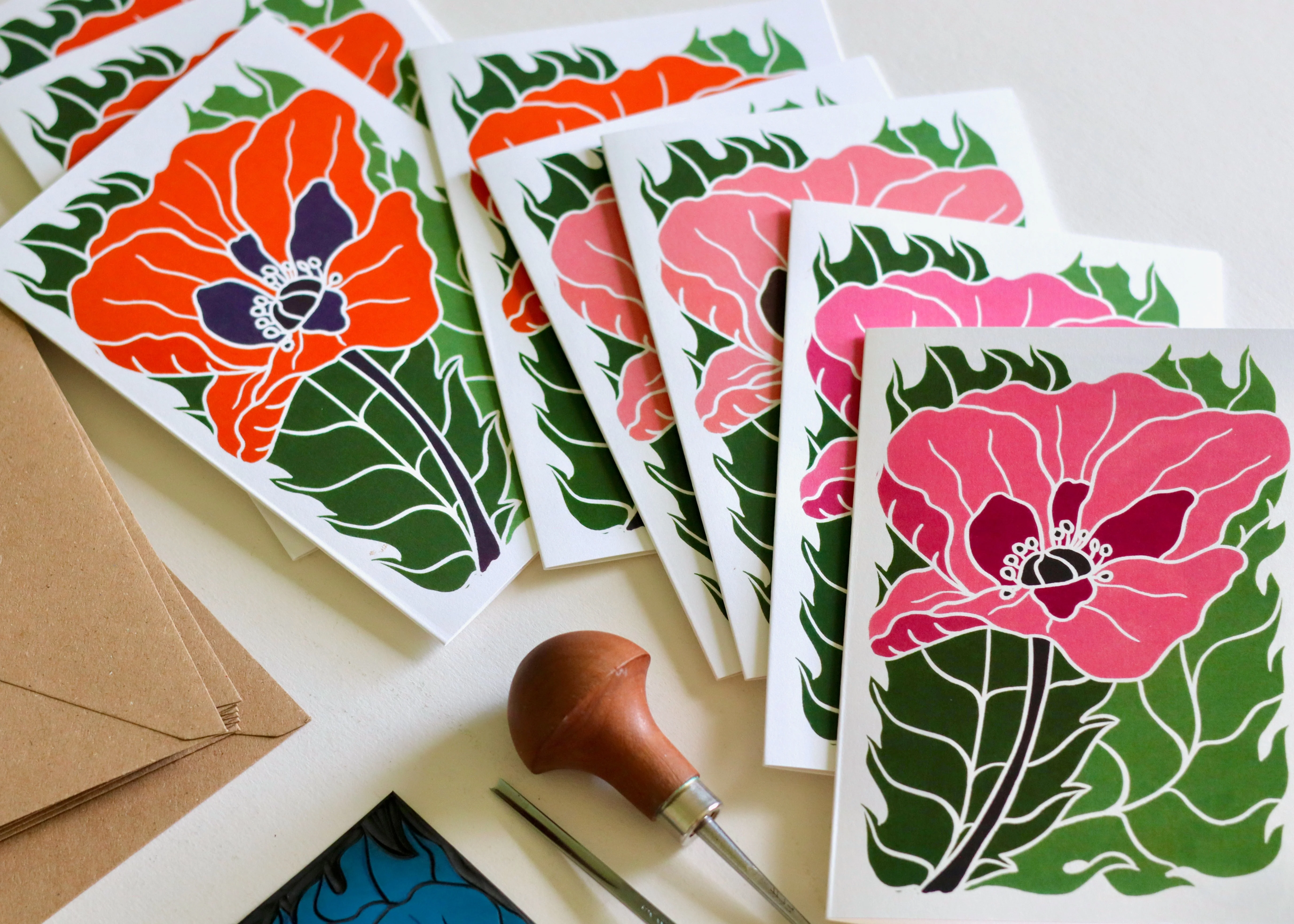 Wild Poppies in Pink Notecards | Set of 8 Notecards & Envelopes - Image 3