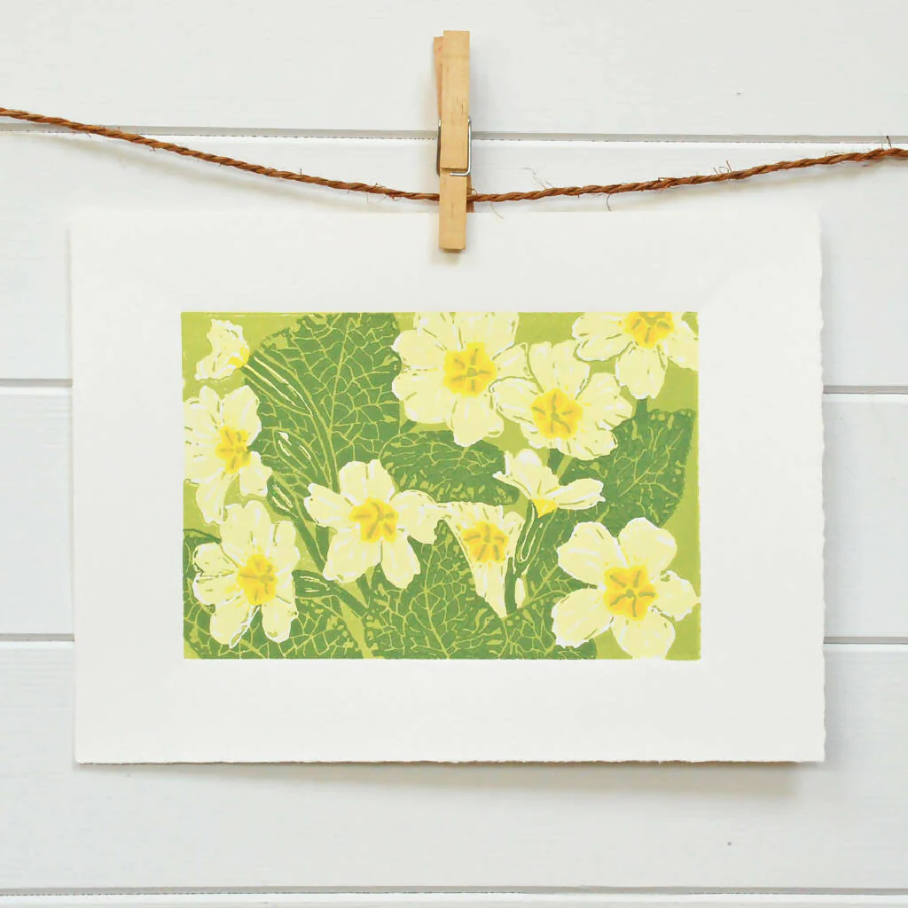 Wild Primroses - Limited Edition - Original Linocut Print - Image 2