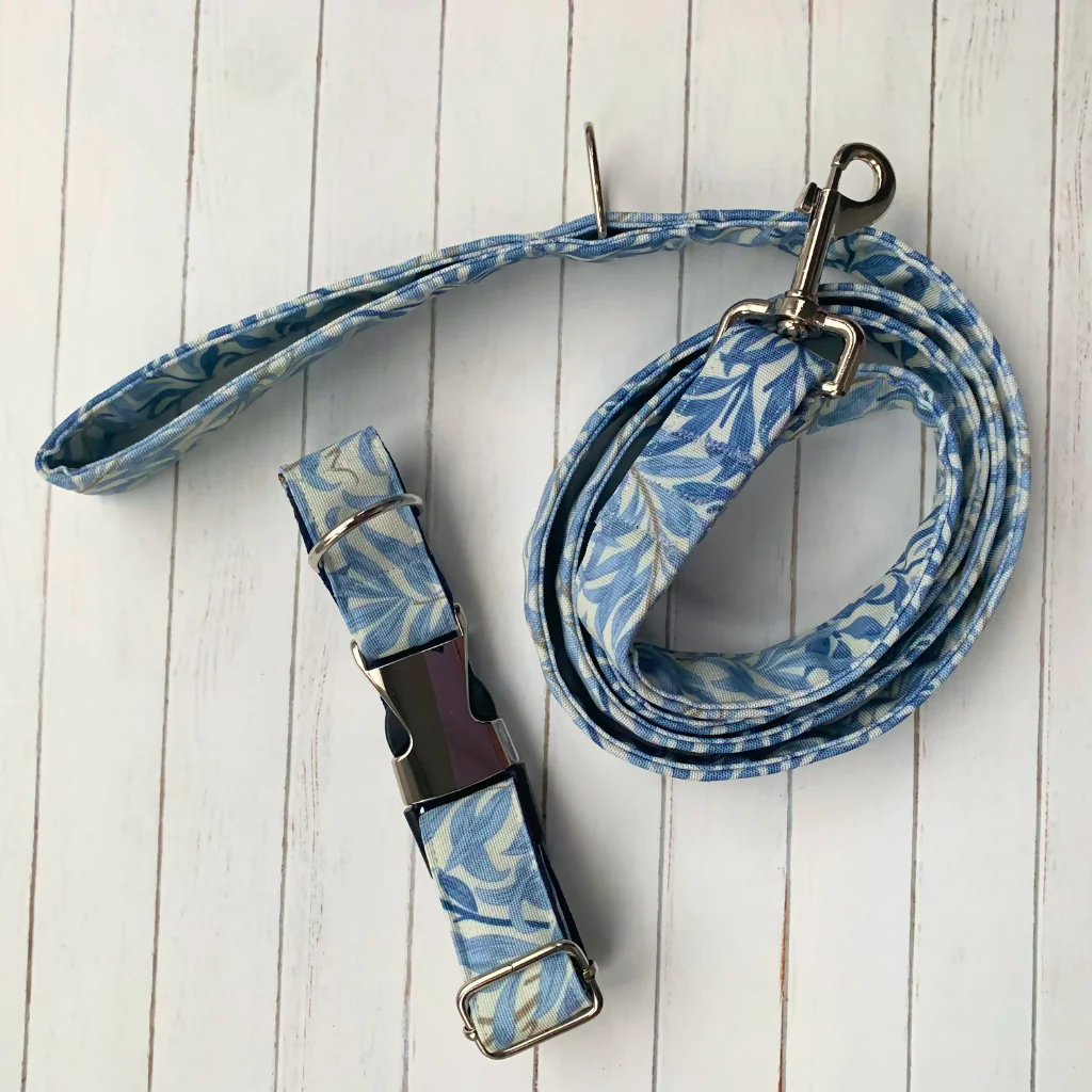 Dog Collar & Lead Gift Set | William Morris “Willow Bough” | Sea Breeze - Image 3