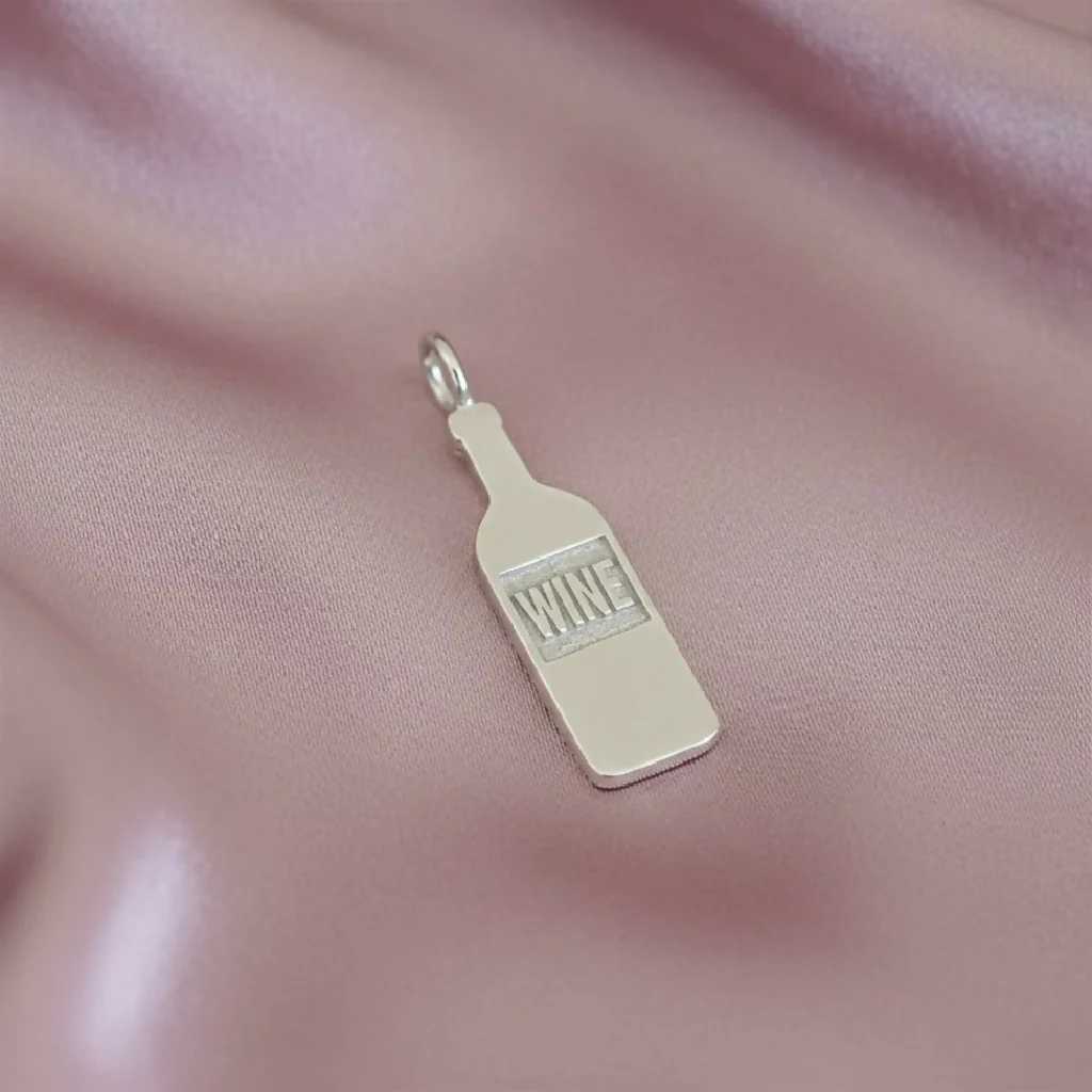 Wine Bottle Charm Necklace - Sterling Silver - Image 3