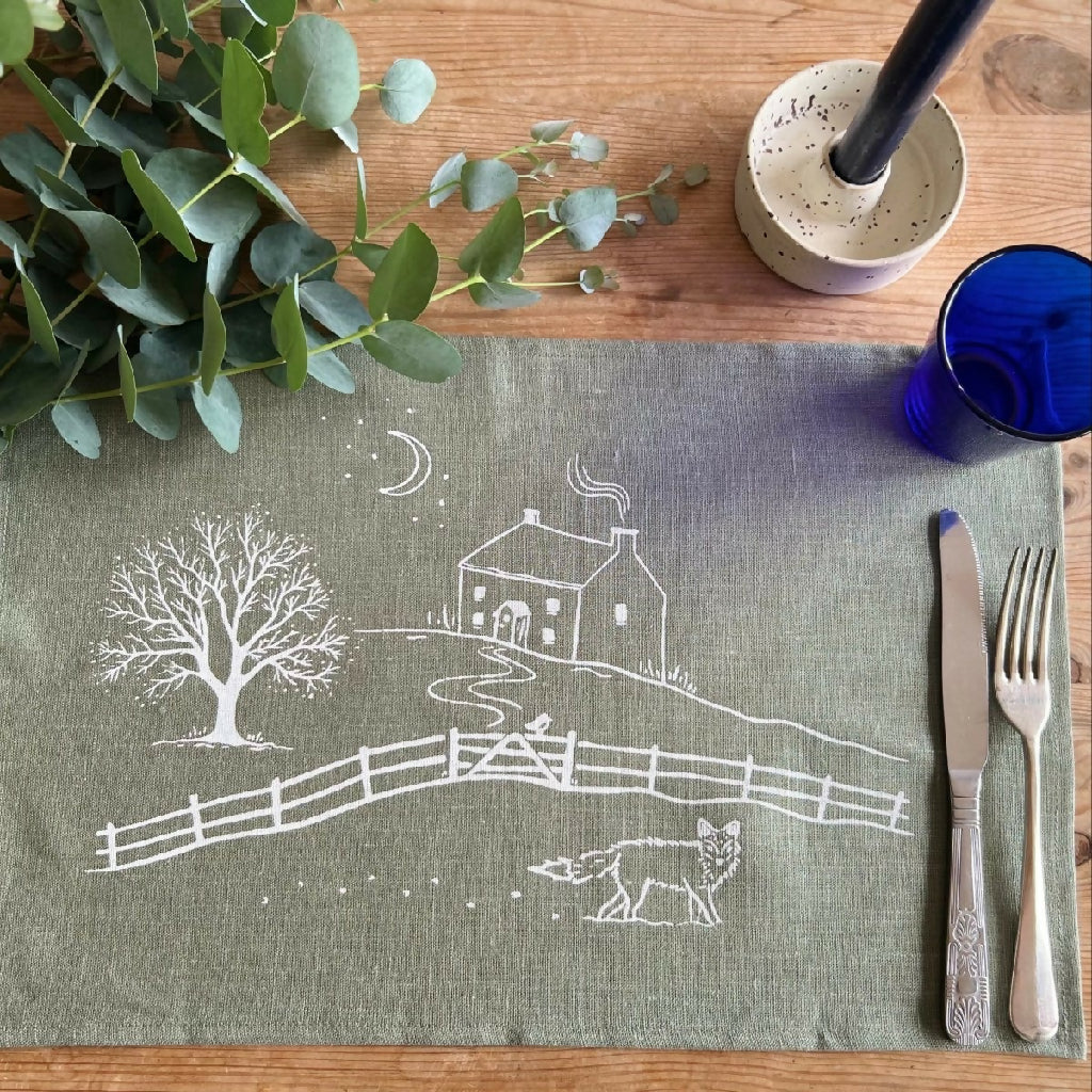 Winter Fox Linen Placemats - Set of two - Image 4
