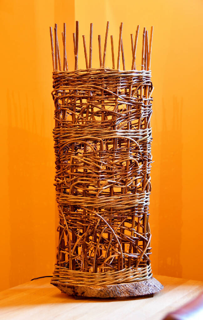 Winter Woodland Lamp in Mixed Willow on a Wooden Base - Image 3