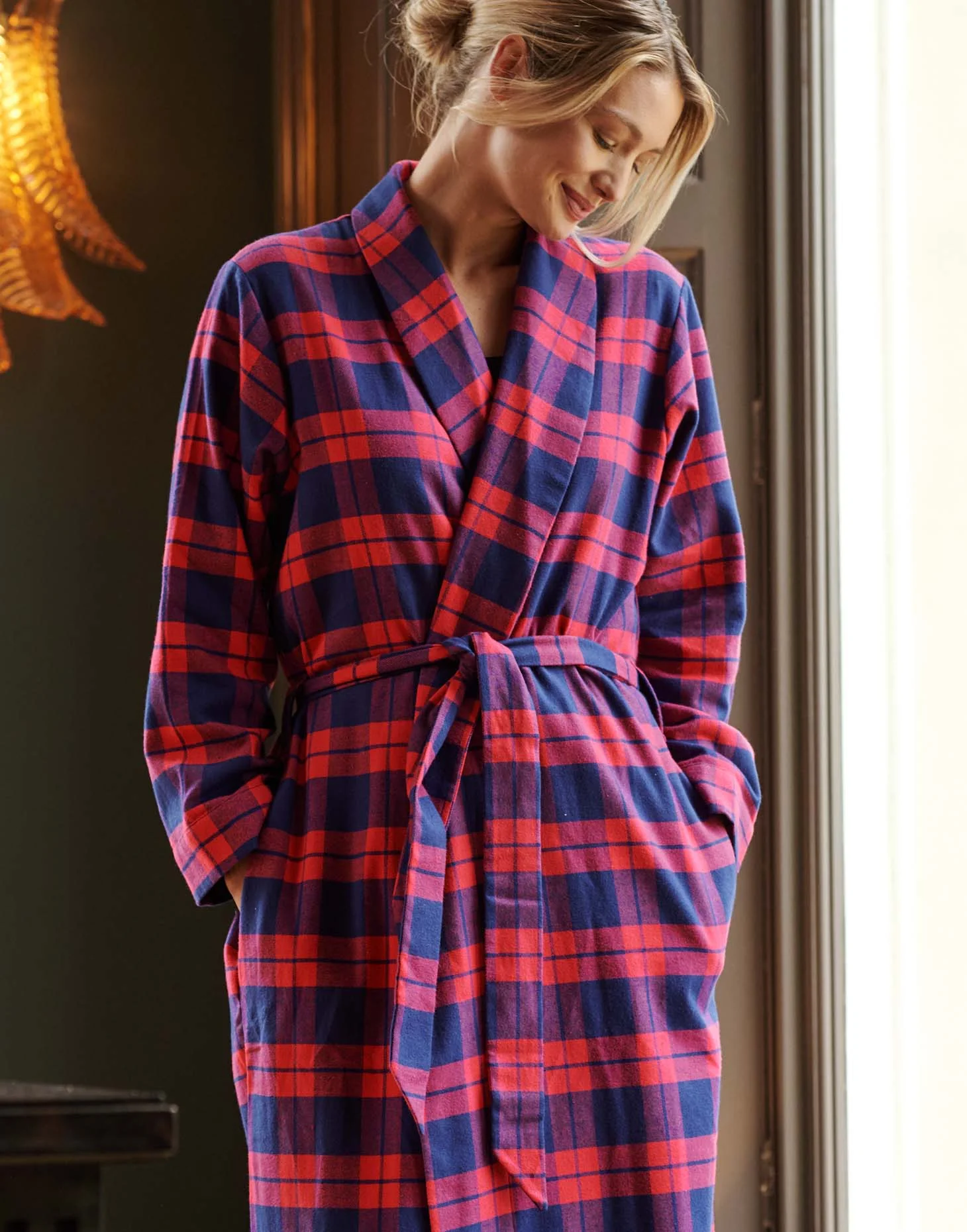 Women's Brushed Cotton Dressing Gown – Dumbarton Tartan - Image 4