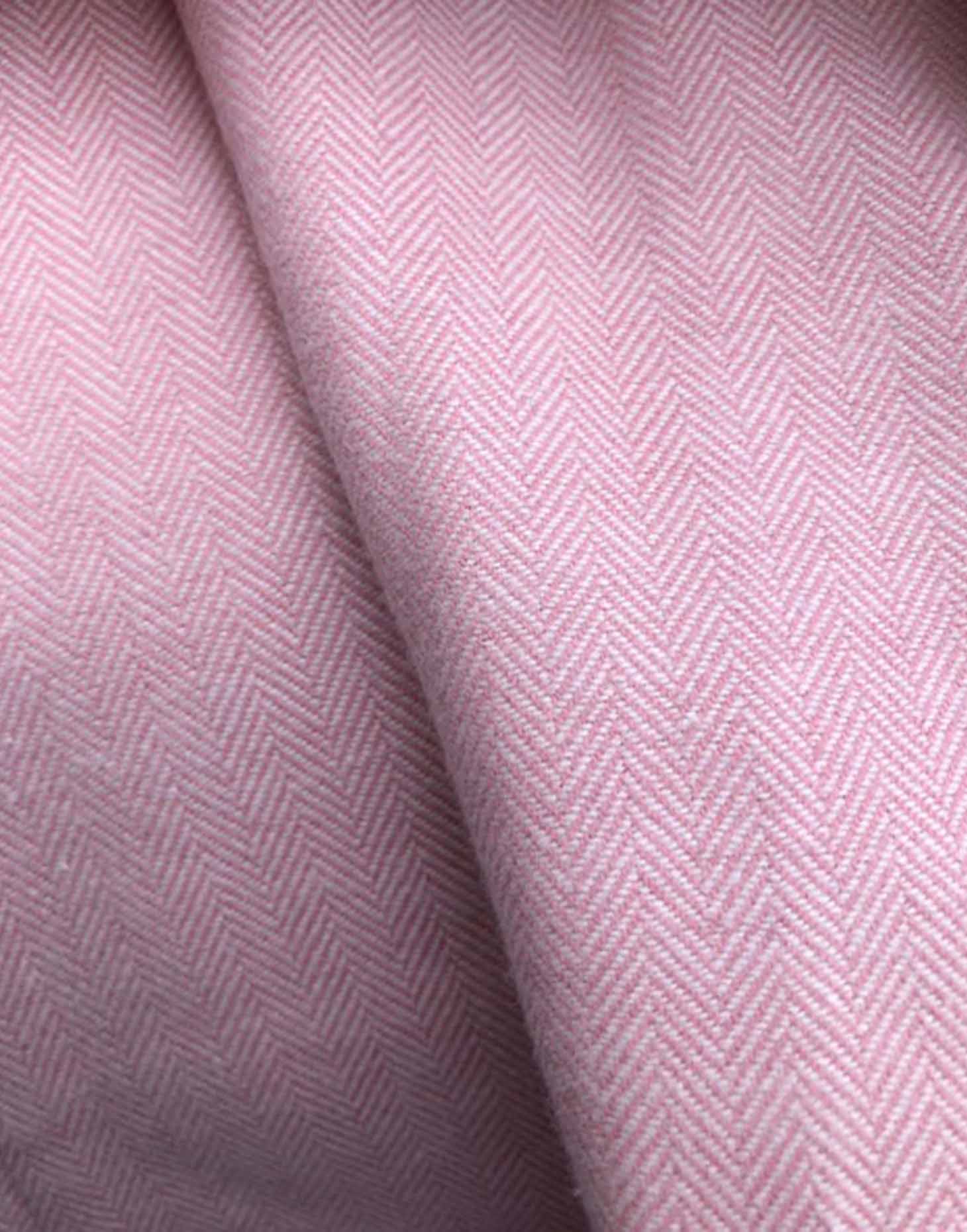 Women's Brushed Cotton Dressing Gown – Powder Pink Herringbone - Image 5
