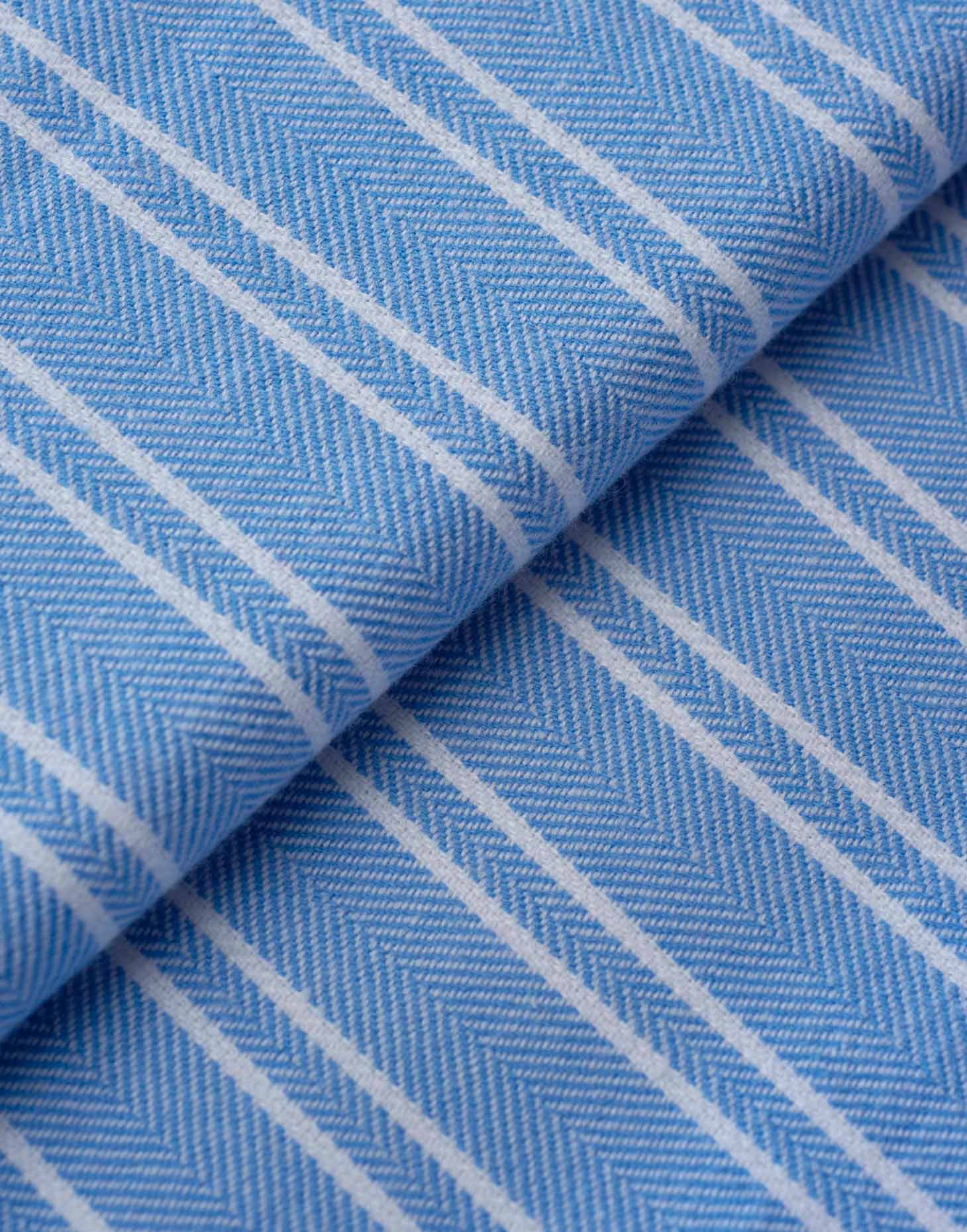 Women's Brushed Cotton Dressing Gown – Westwood Blue Stripe - Image 6