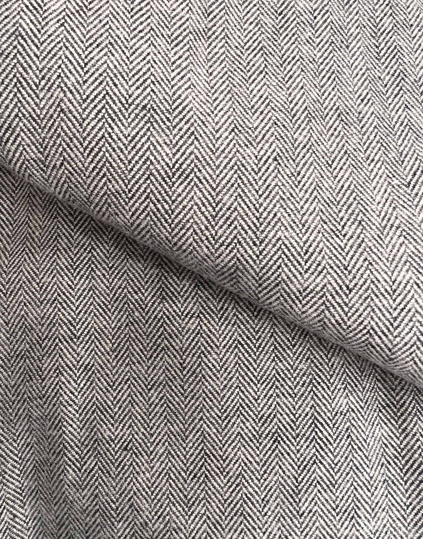 Women's Brushed Cotton Dressing Gown – Whitby Jet Herringbone - Image 4