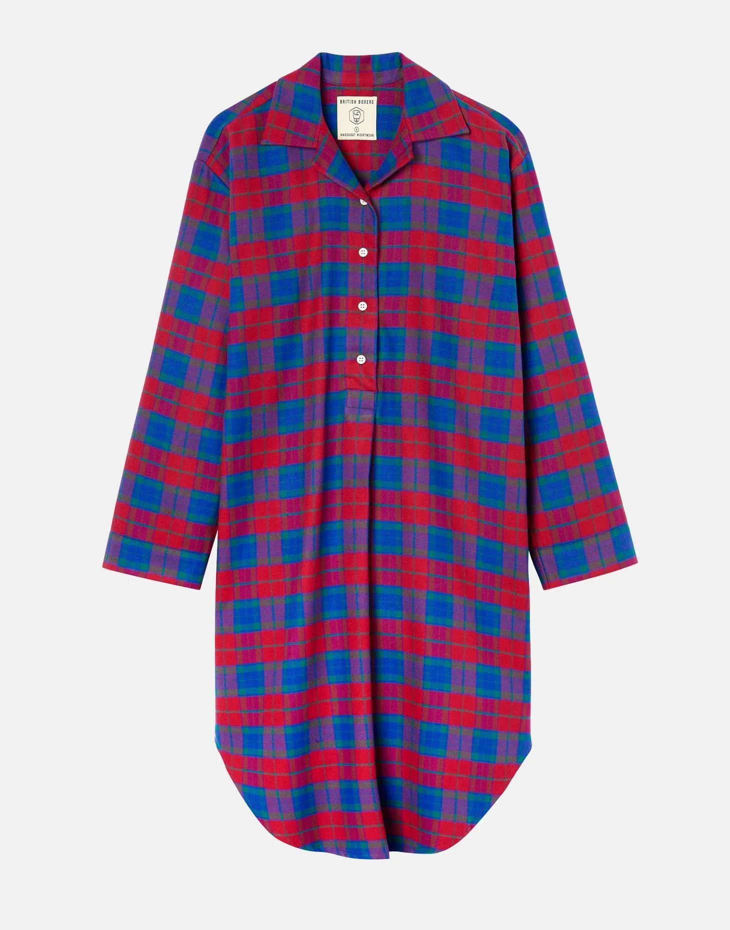 Women's Brushed Cotton Nightshirt – Bordeaux Tartan - Image 5