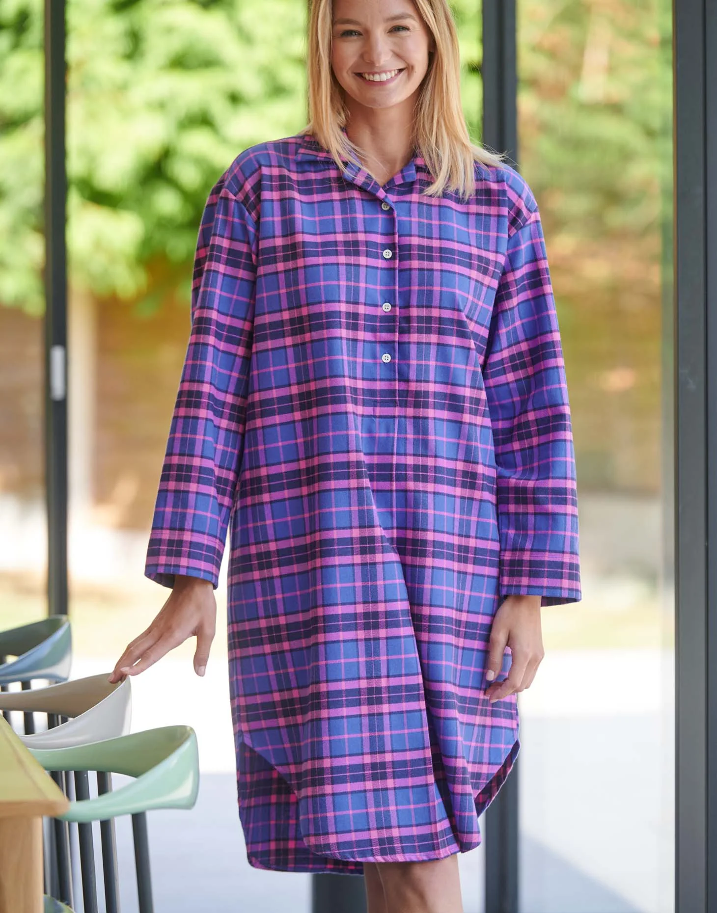 Women's Brushed Cotton Nightshirt – Lomond Tartan - Image 3
